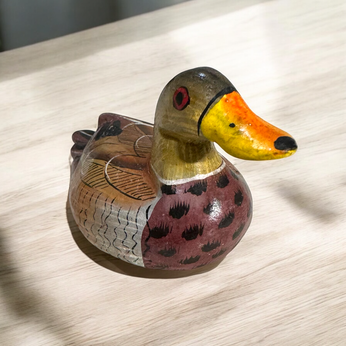 Artisan Hand-Painted Wooden Duck Music Frog Co