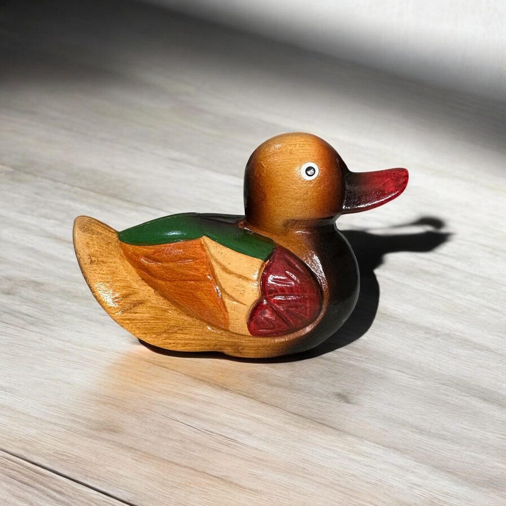 Handcrafted Colorful Wooden Duck Music Frog Co
