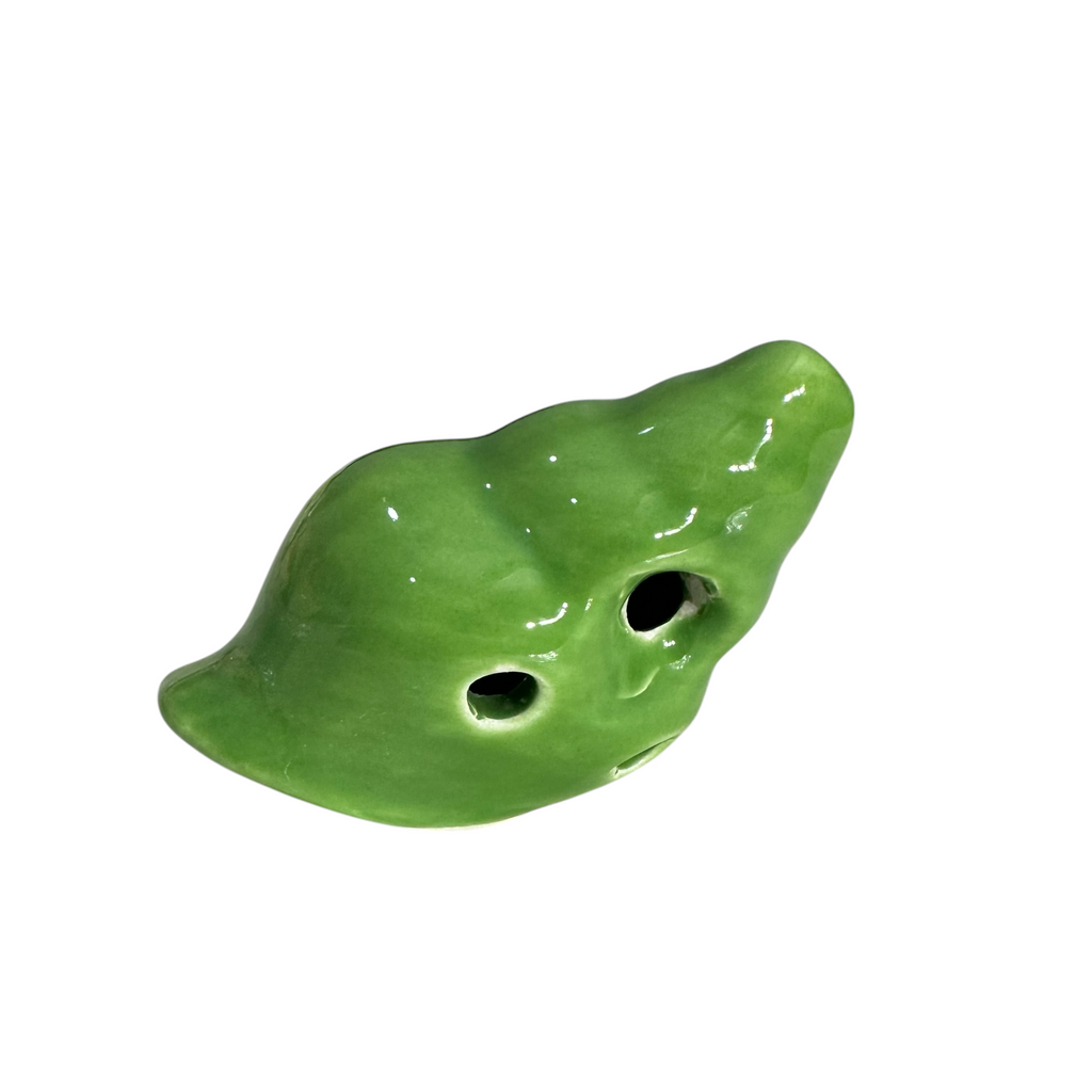 Handcrafted Green Seashell Ceramic Ocarina – Musical Instrument Music Frog Co