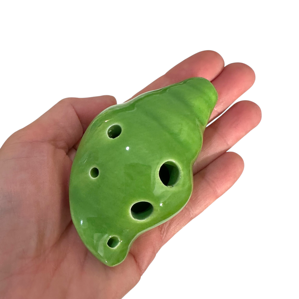 Handcrafted Green Seashell Ceramic Ocarina – Musical Instrument Music Frog Co