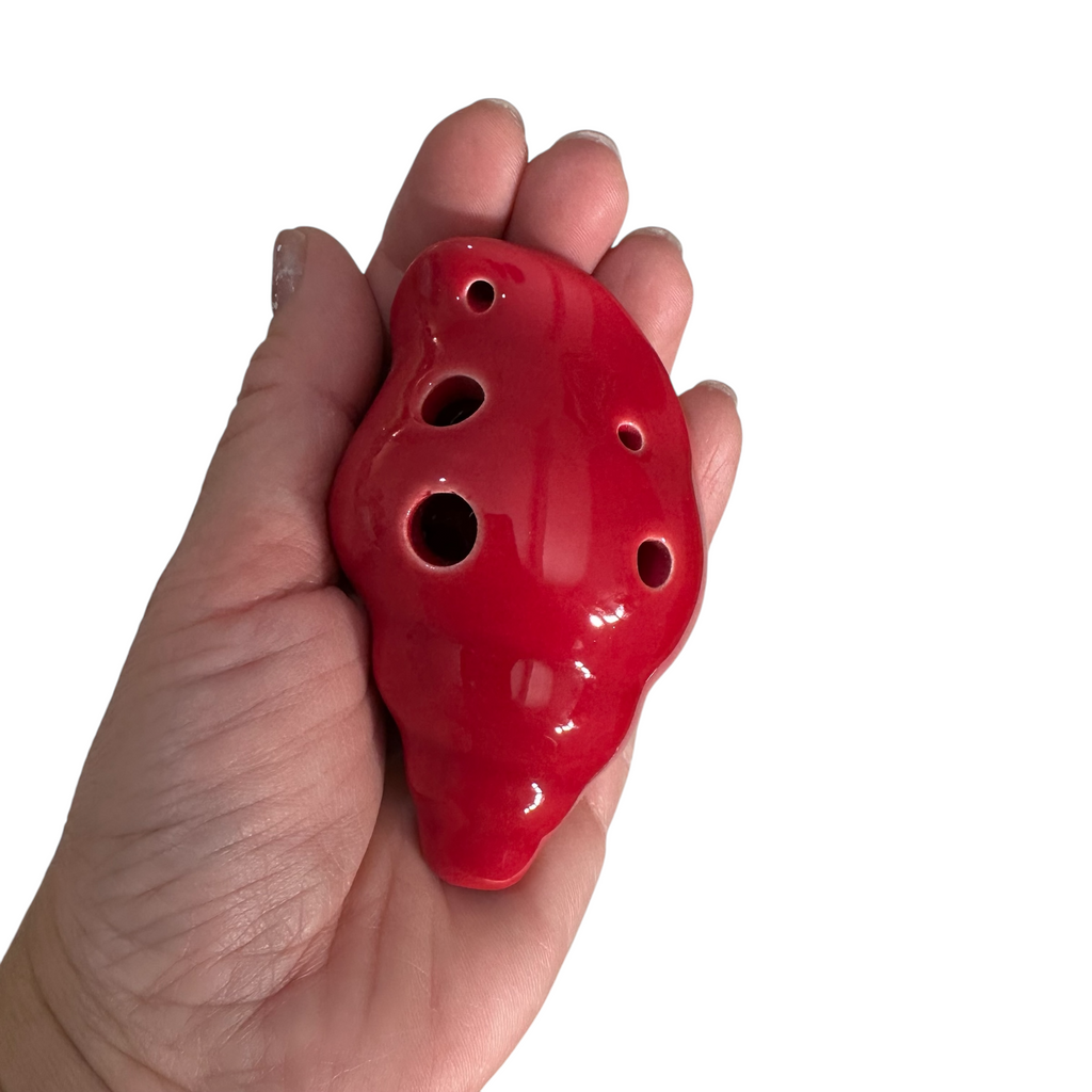 Handcrafted Red Seashell Ceramic Ocarina – Musical Instrument Music Frog Co