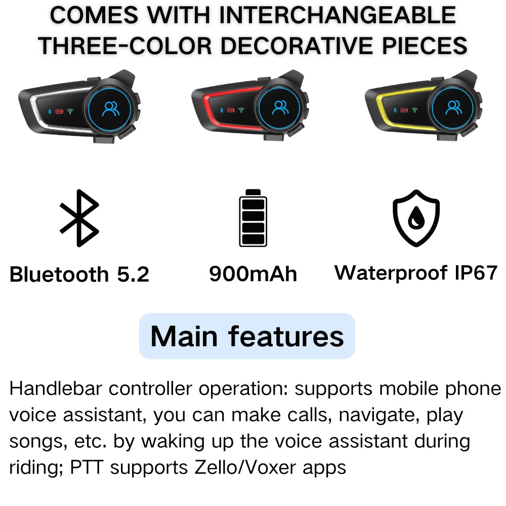 RUYAGE Motorcycle Helmet Communication System | IP67 Bluetooth Helmet Speaker Ruyage Radio