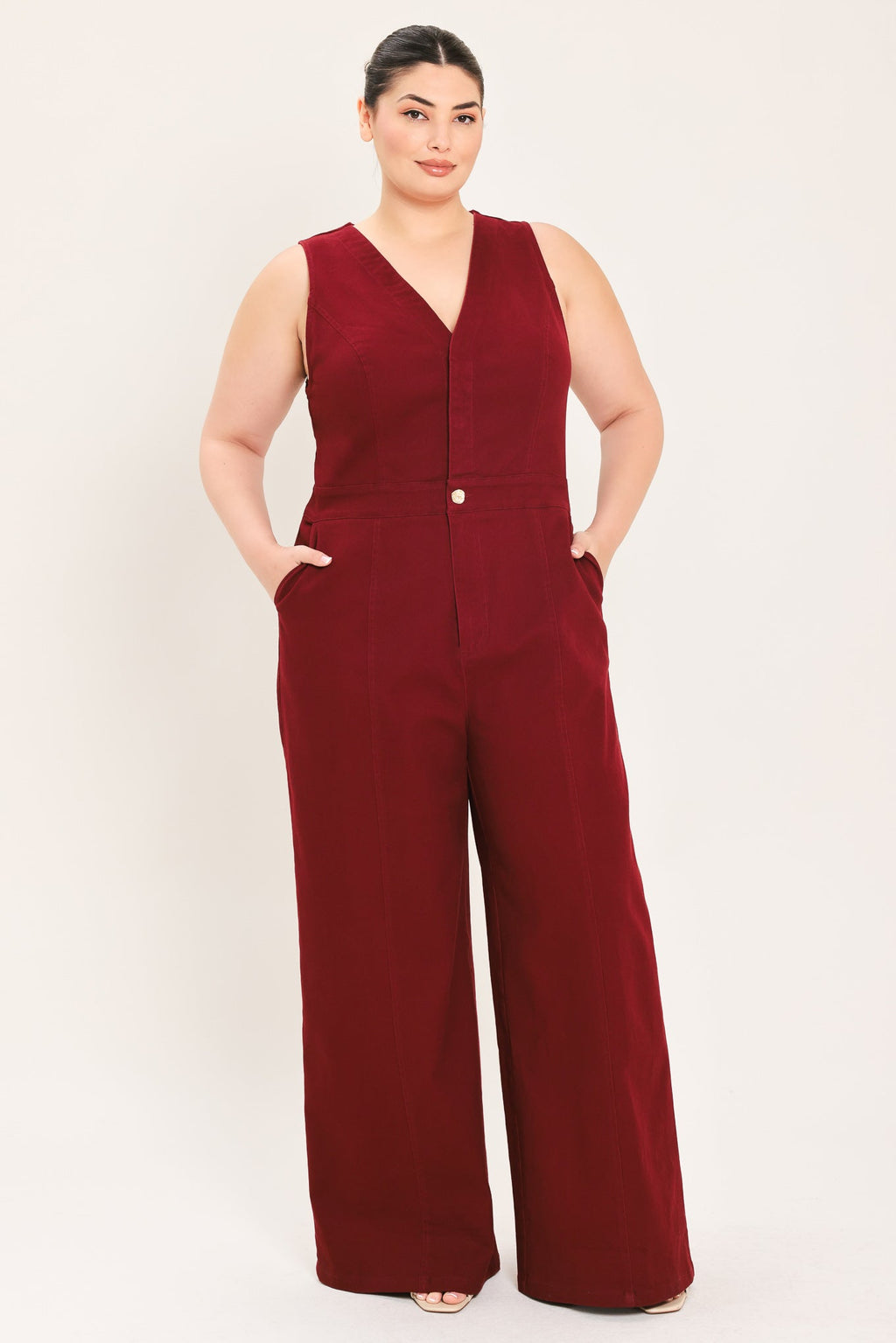 MERLOT CITY MUSE WOVEN TWILL JUMPSUIT Flying Tomato