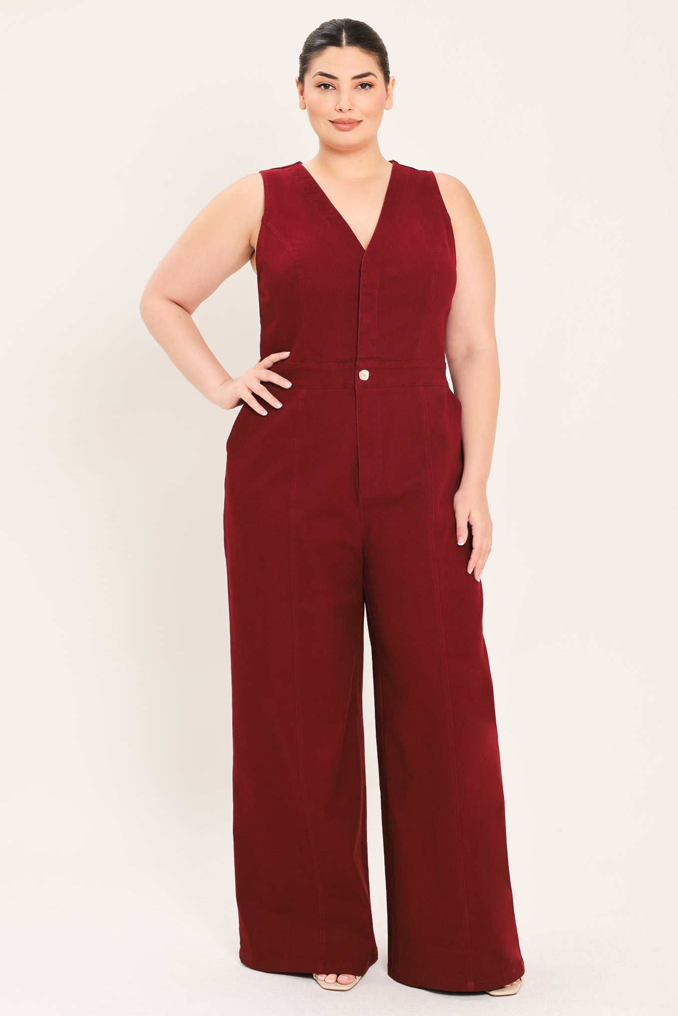 MERLOT CITY MUSE WOVEN TWILL JUMPSUIT Flying Tomato