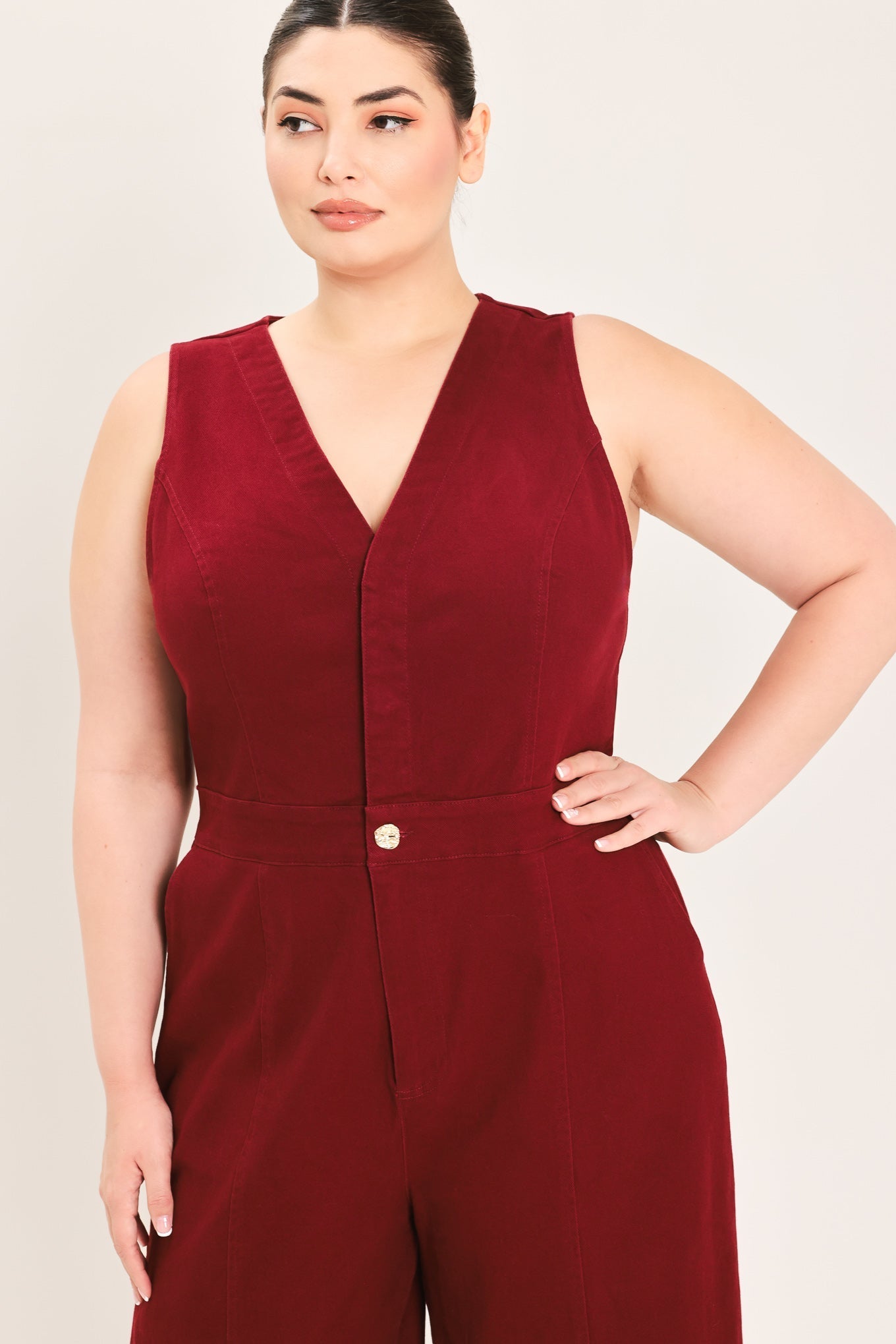 MERLOT CITY MUSE WOVEN TWILL JUMPSUIT Flying Tomato