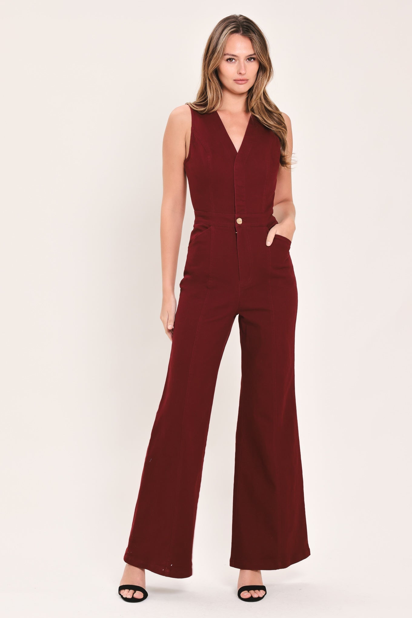 MERLOT CITY MUSE WOVEN TWILL JUMPSUIT Flying Tomato