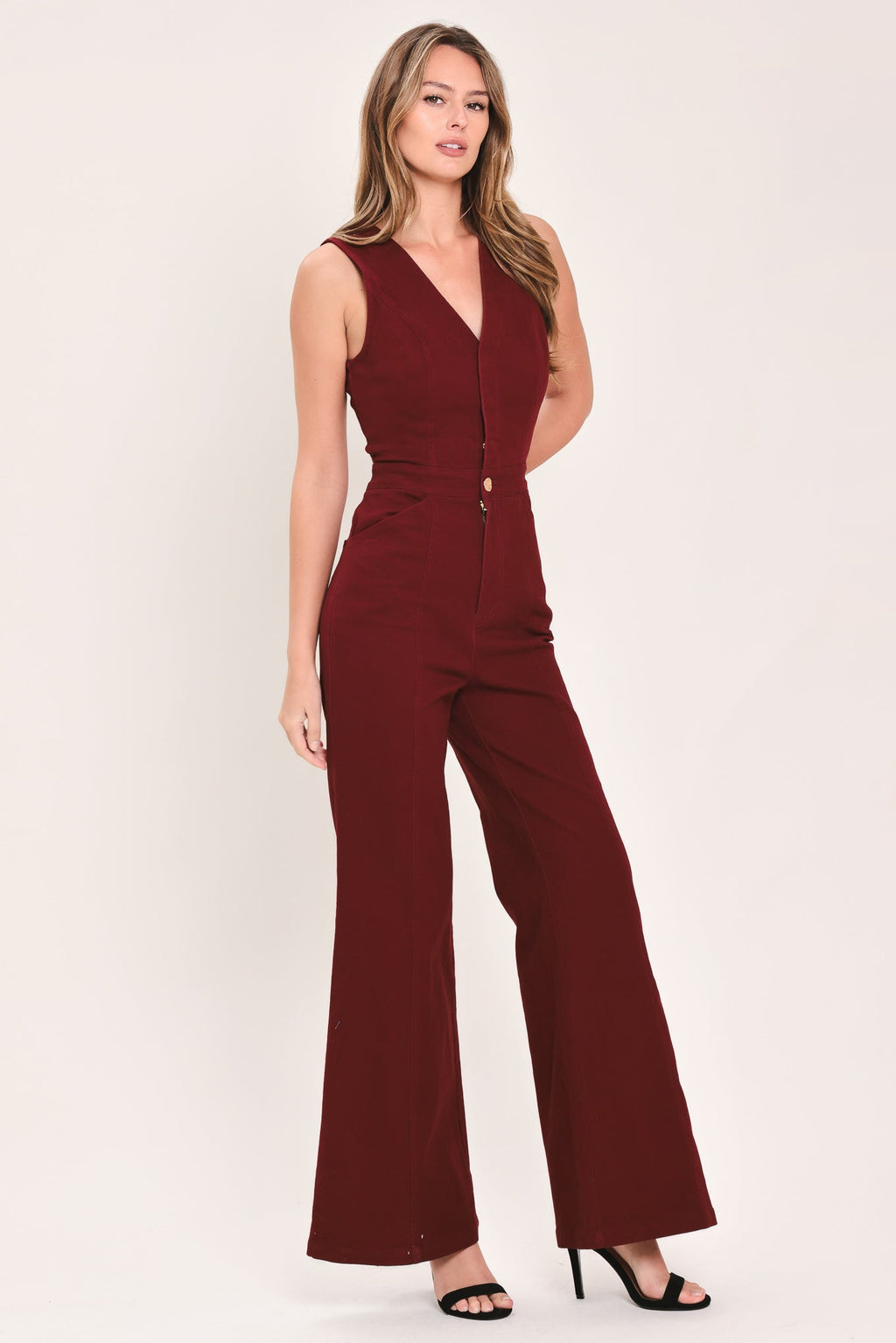 MERLOT CITY MUSE WOVEN TWILL JUMPSUIT Flying Tomato