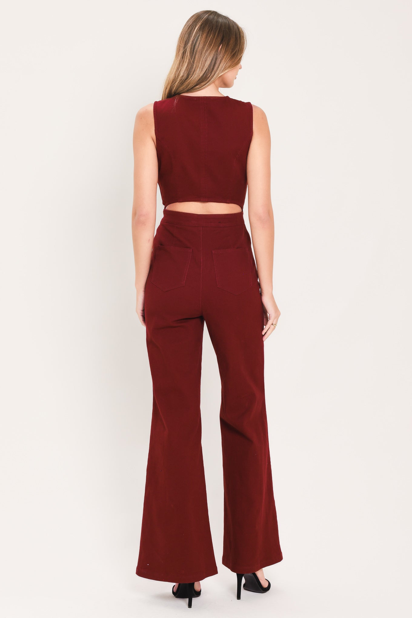 MERLOT CITY MUSE WOVEN TWILL JUMPSUIT Flying Tomato