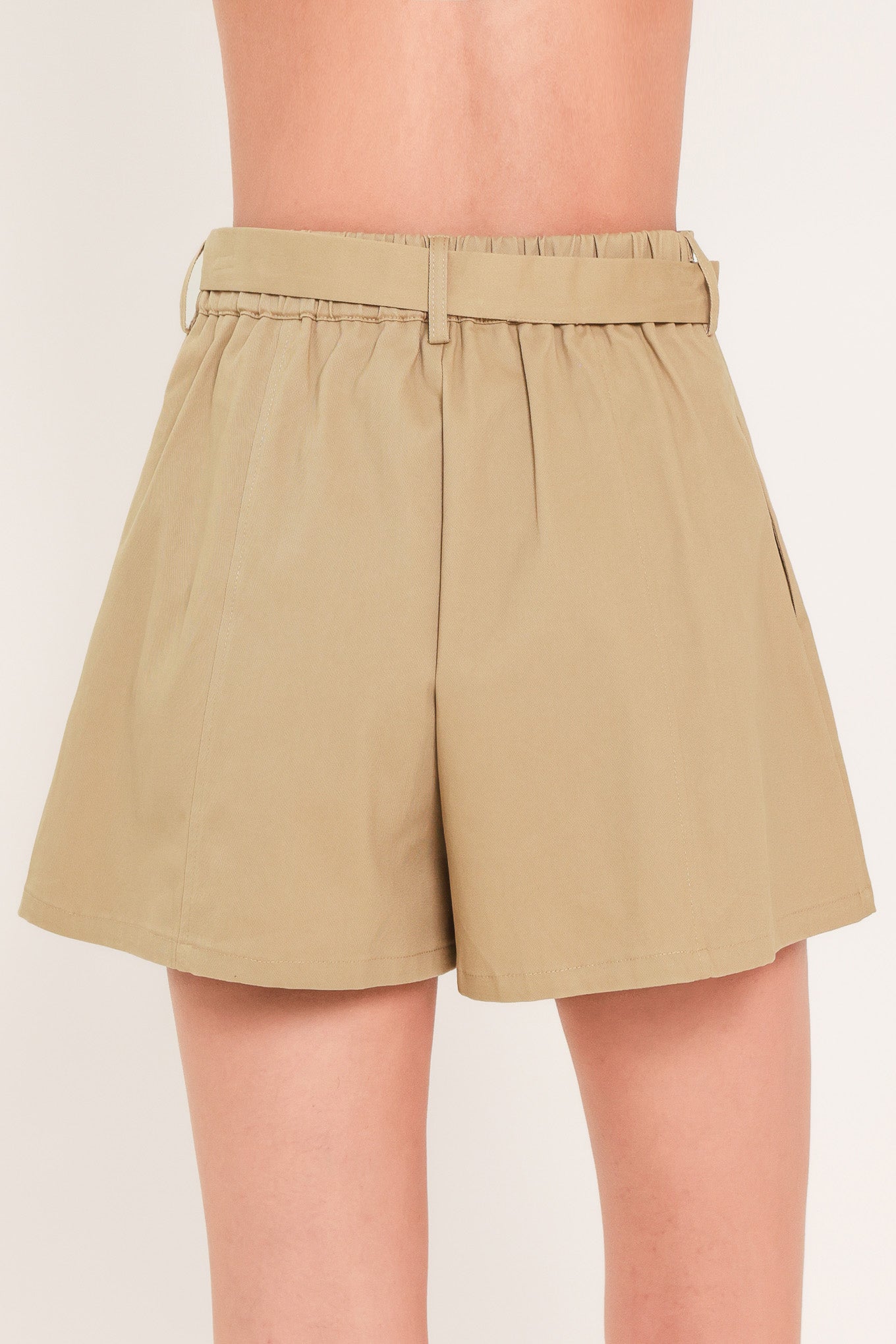 BEIGE MORNING FLUTTER WOVEN SHORTS Flying Tomato