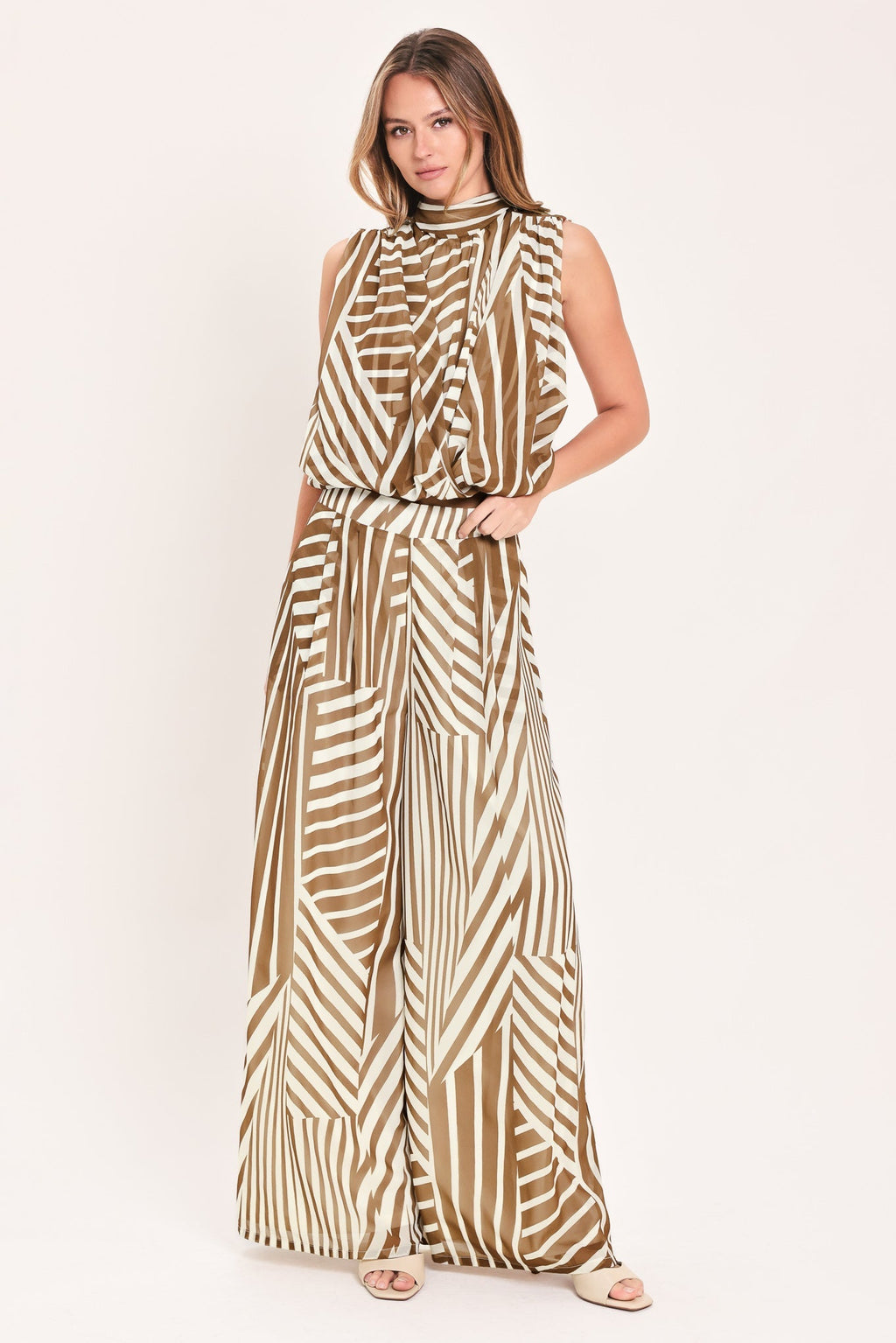 LATTE RIBBON RHAPSODY WOVEN WIDE LEG PANTS Flying Tomato