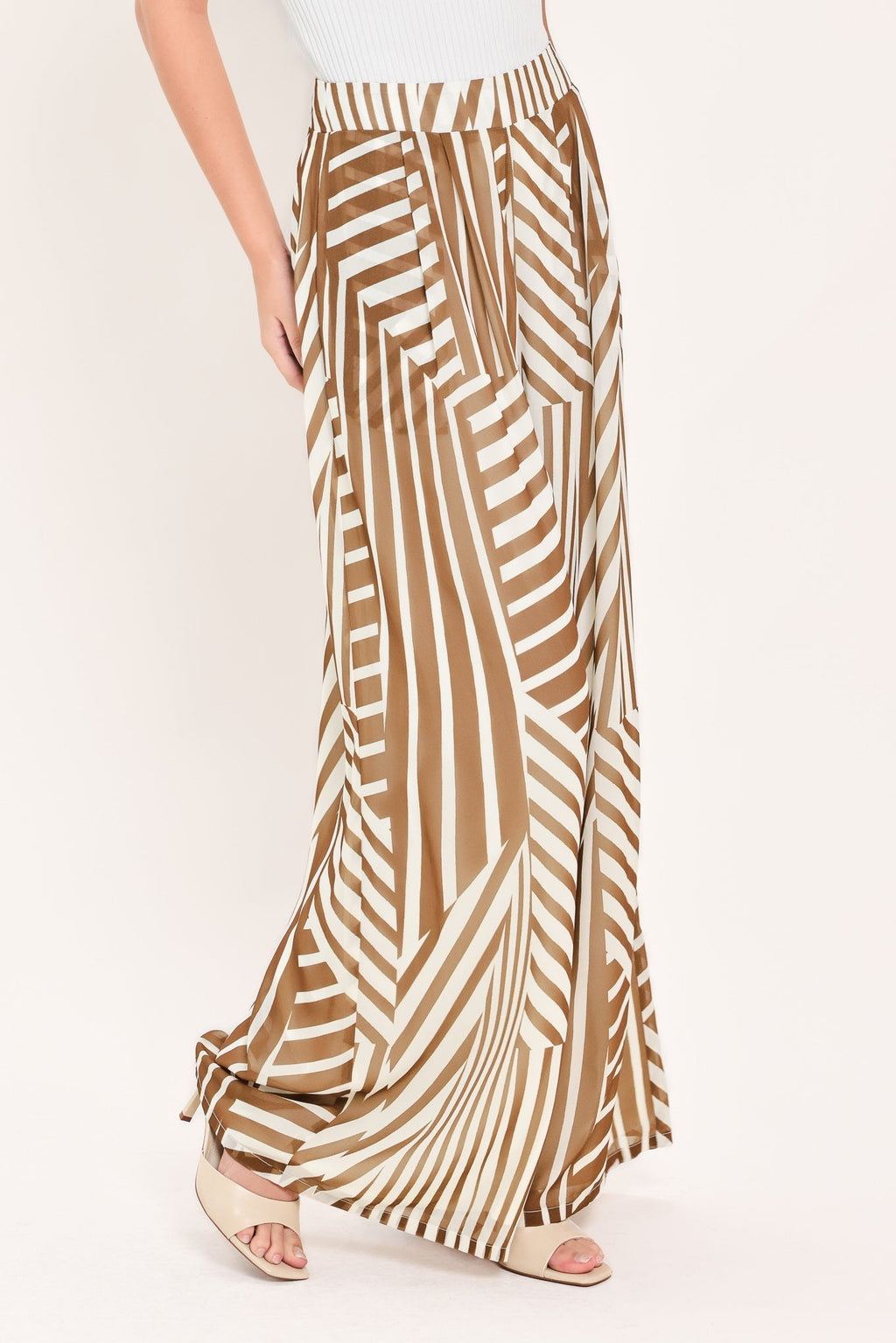 LATTE RIBBON RHAPSODY WOVEN WIDE LEG PANTS Flying Tomato