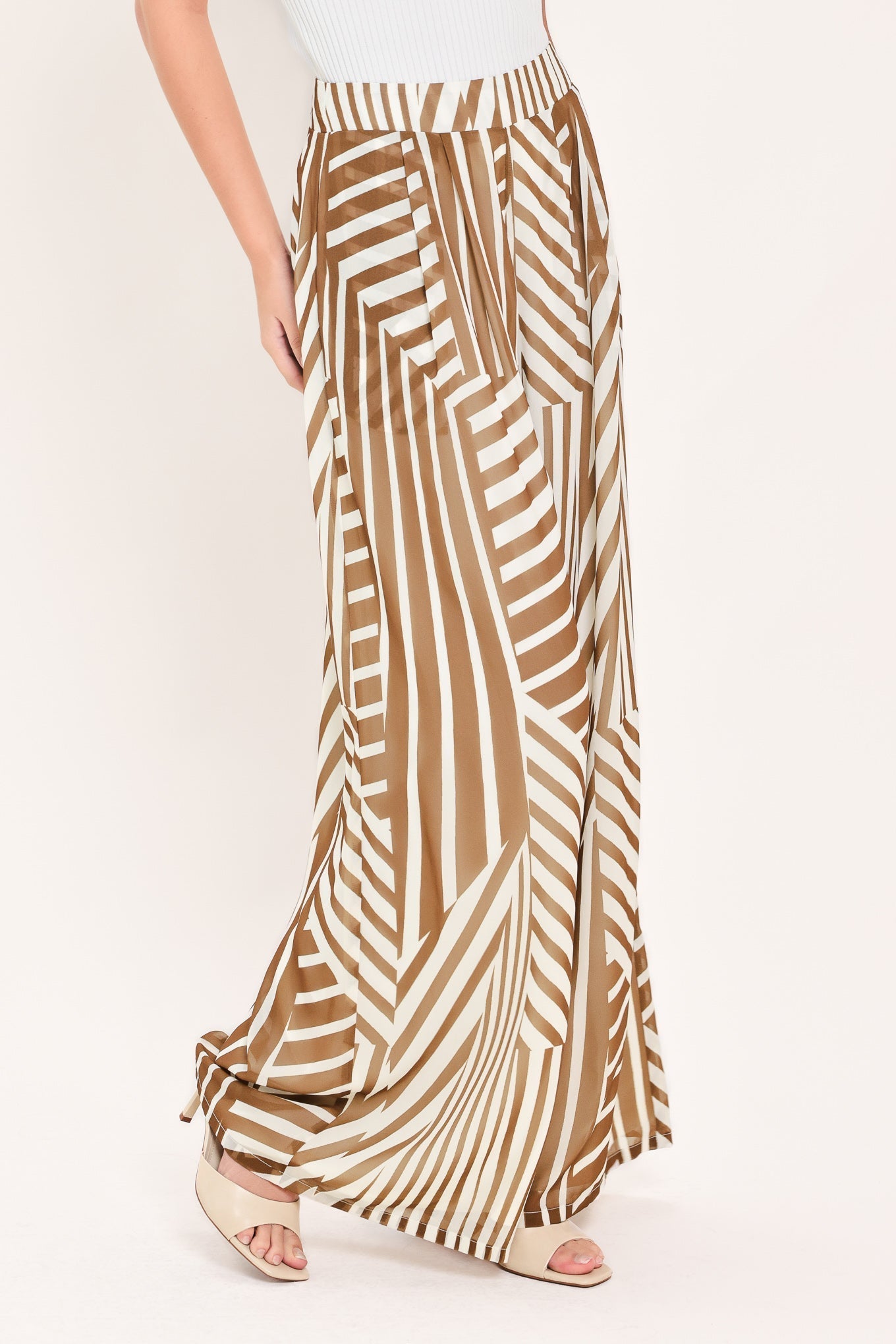 LATTE RIBBON RHAPSODY WOVEN WIDE LEG PANTS Flying Tomato