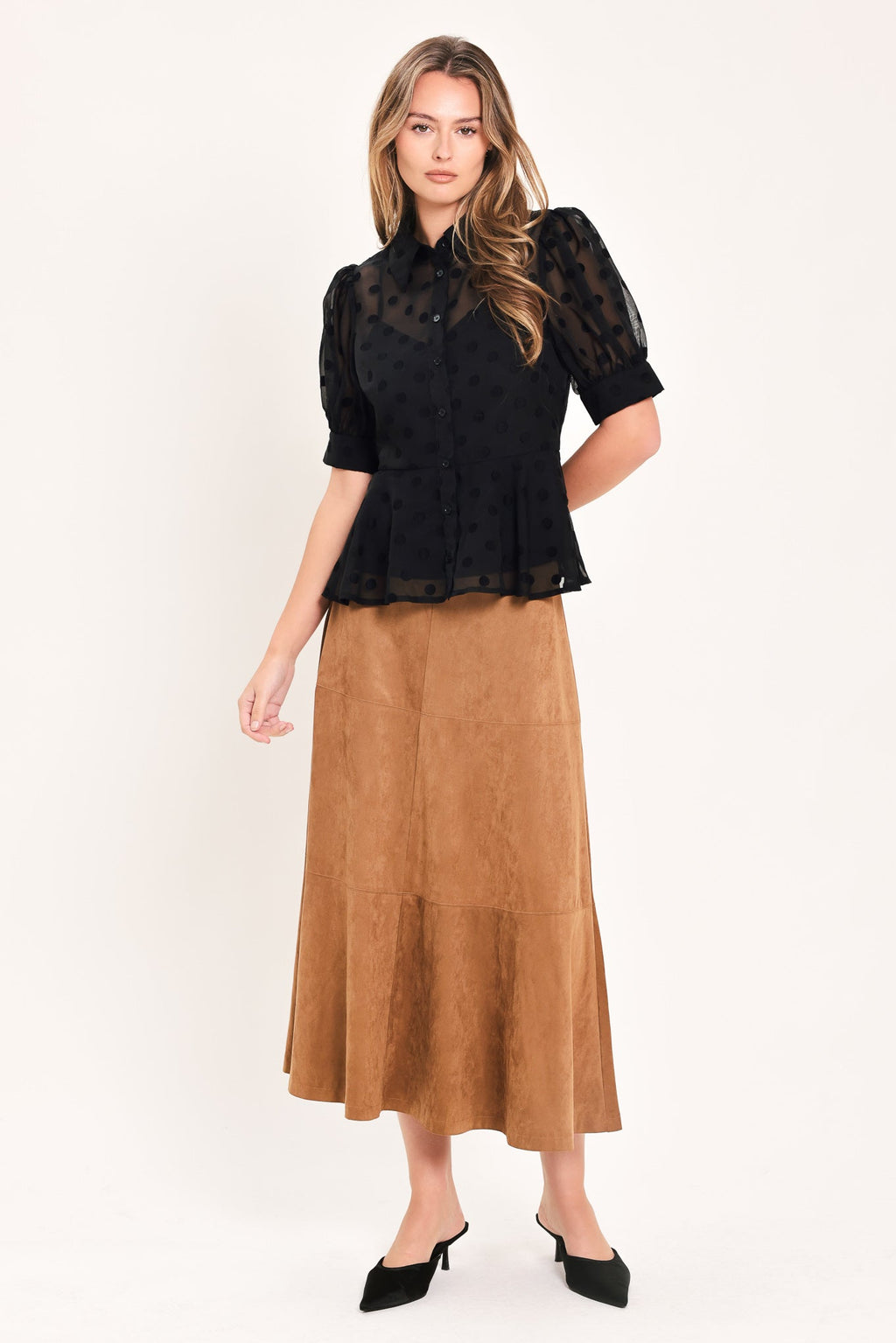 POLKA VEIL ROMANCE WOVEN TOP Flying Tomato