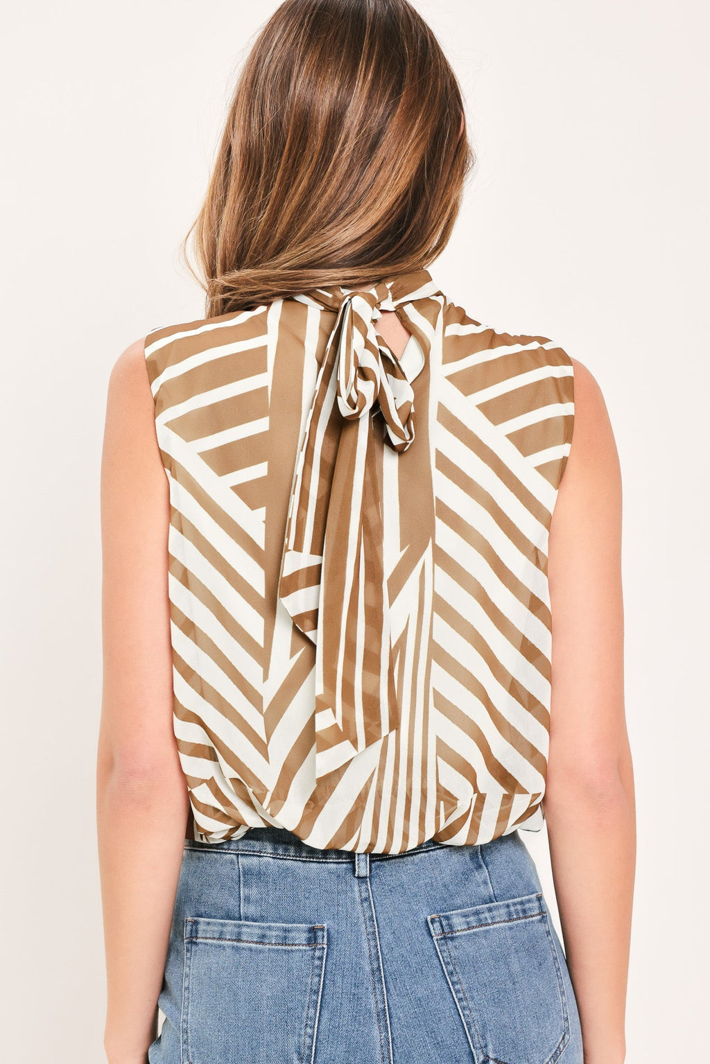 LATTE RIBBON RHAPSODY WOVEN TOP Flying Tomato