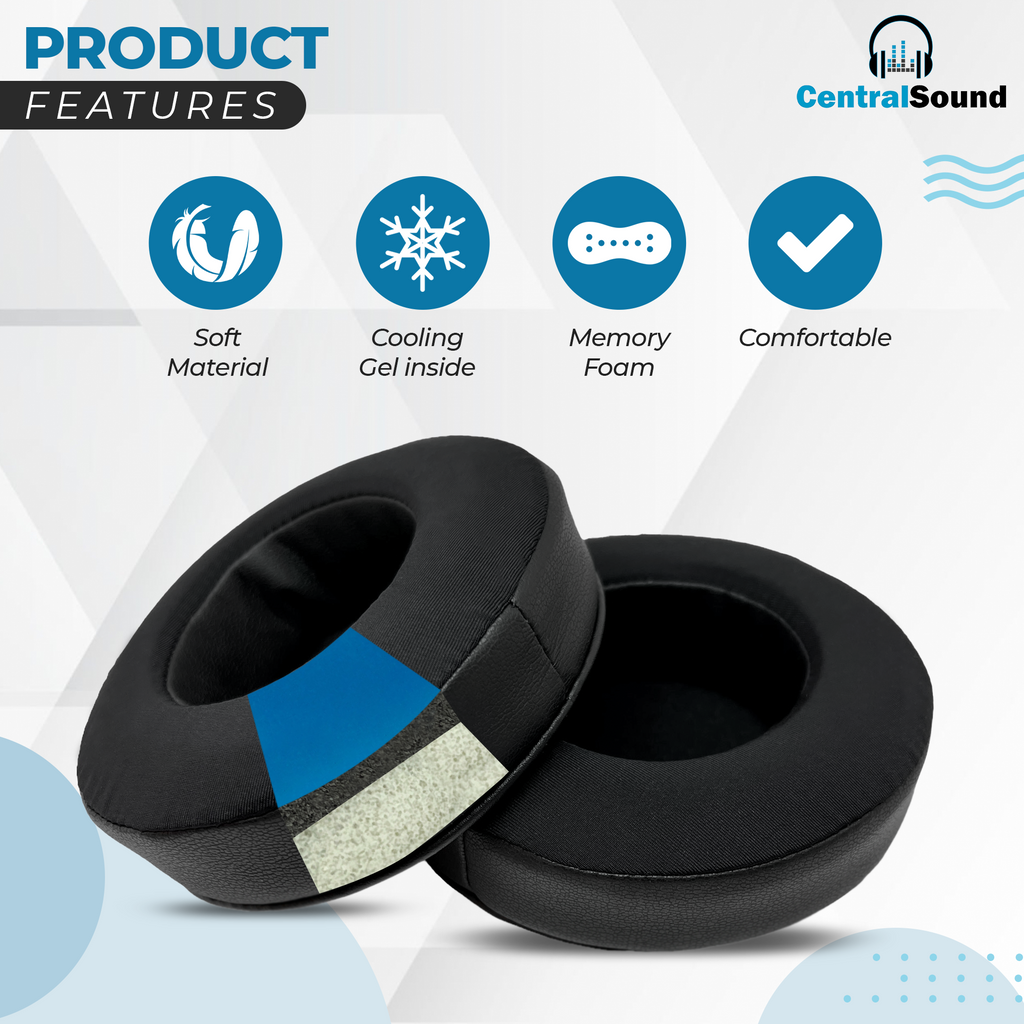 CentralSound Cooling Gel + Memory Foam Premium Replacement Ear Pad Cushions Universal Round 100mm CentralSound