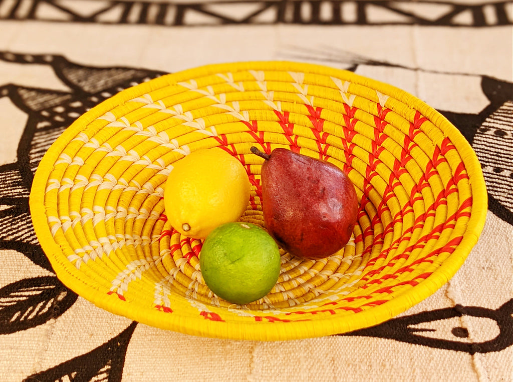 Large Yellow Woven African Basket Reflektion Design