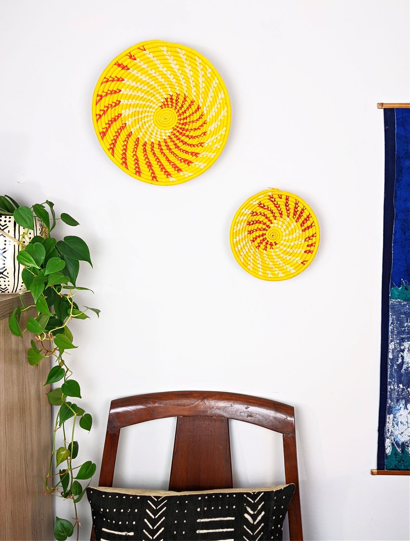 Large Yellow Woven African Basket Reflektion Design