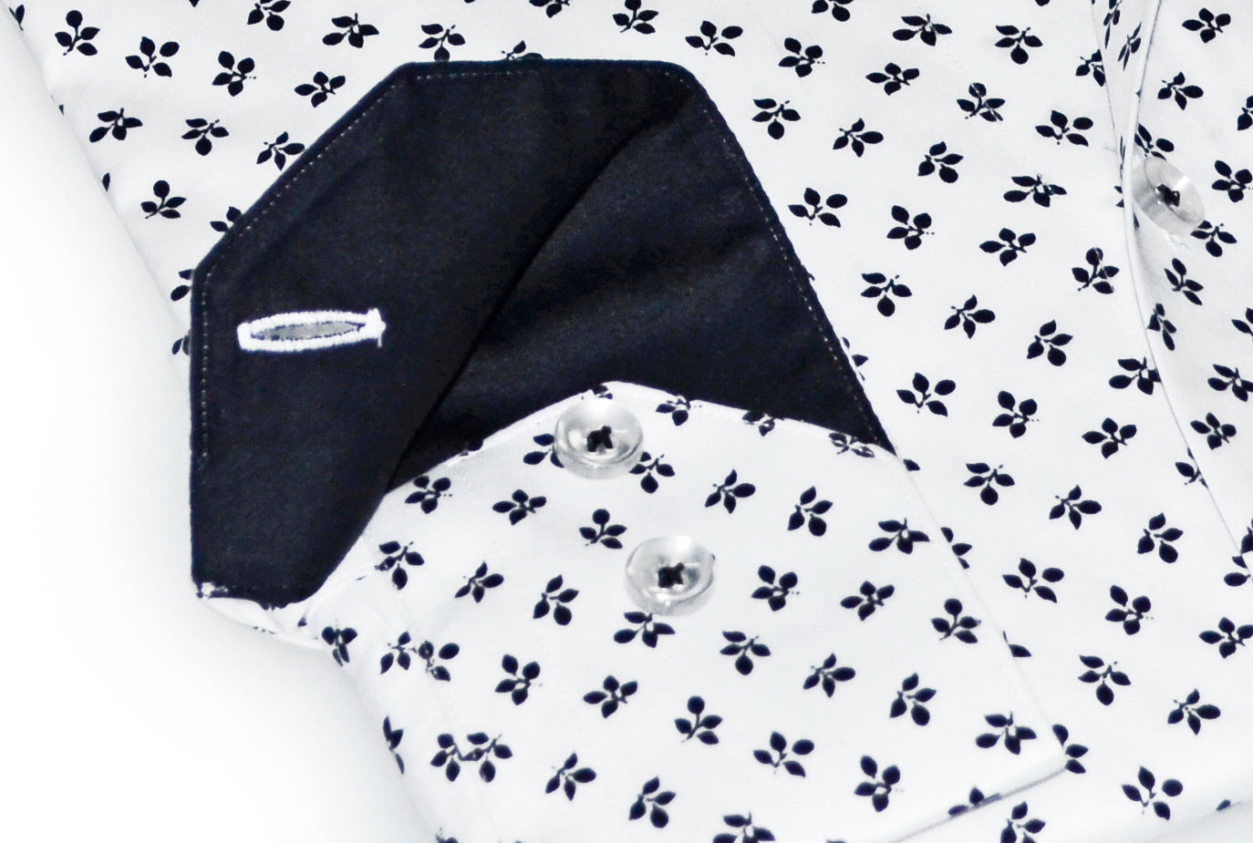 Jerry S  Button-Up Shirt With Contrast Details // White+Black // Contemporary Fit (Regular)- final sale LEVINAS® Official