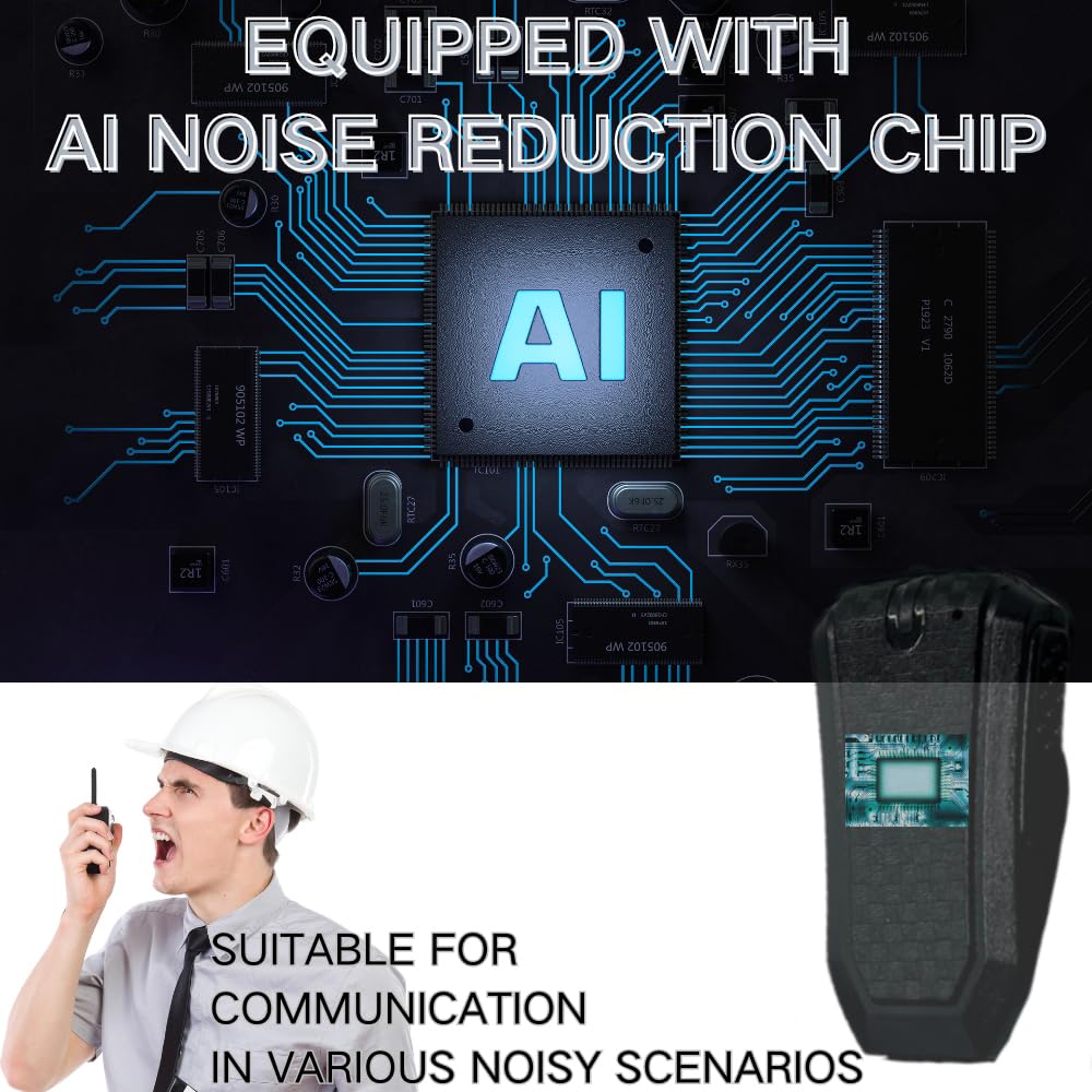 RUYAGE AI Noise Cancelling Radio Earpiece | PTT Walkie Talkie Headset Ruyage Radio