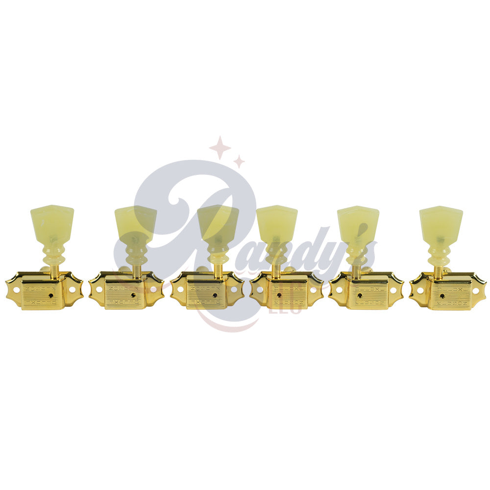Kluson Tuners (Deluxe Series) w/ Double RIng Keystone "Tulip" Buttons (L3+R3) Double-Line - Fits Gibson® Randy's LLC