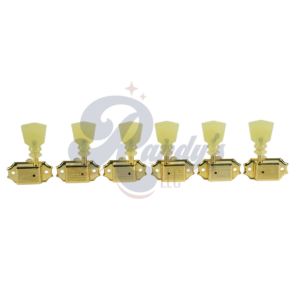 Kluson Tuners (Deluxe Series) w/ Double RIng Keystone "Tulip" Buttons (L3+R3) Single-Line - Fits Gibson® Randy's LLC
