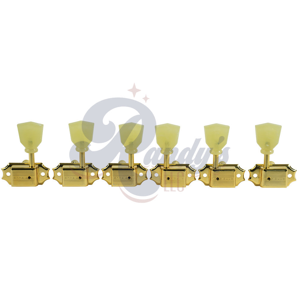 Kluson Tuners (Deluxe Series) w/ Keystone "Tulip" Buttons (L3+R3) Single-Line - Fits Gibson® Randy's LLC