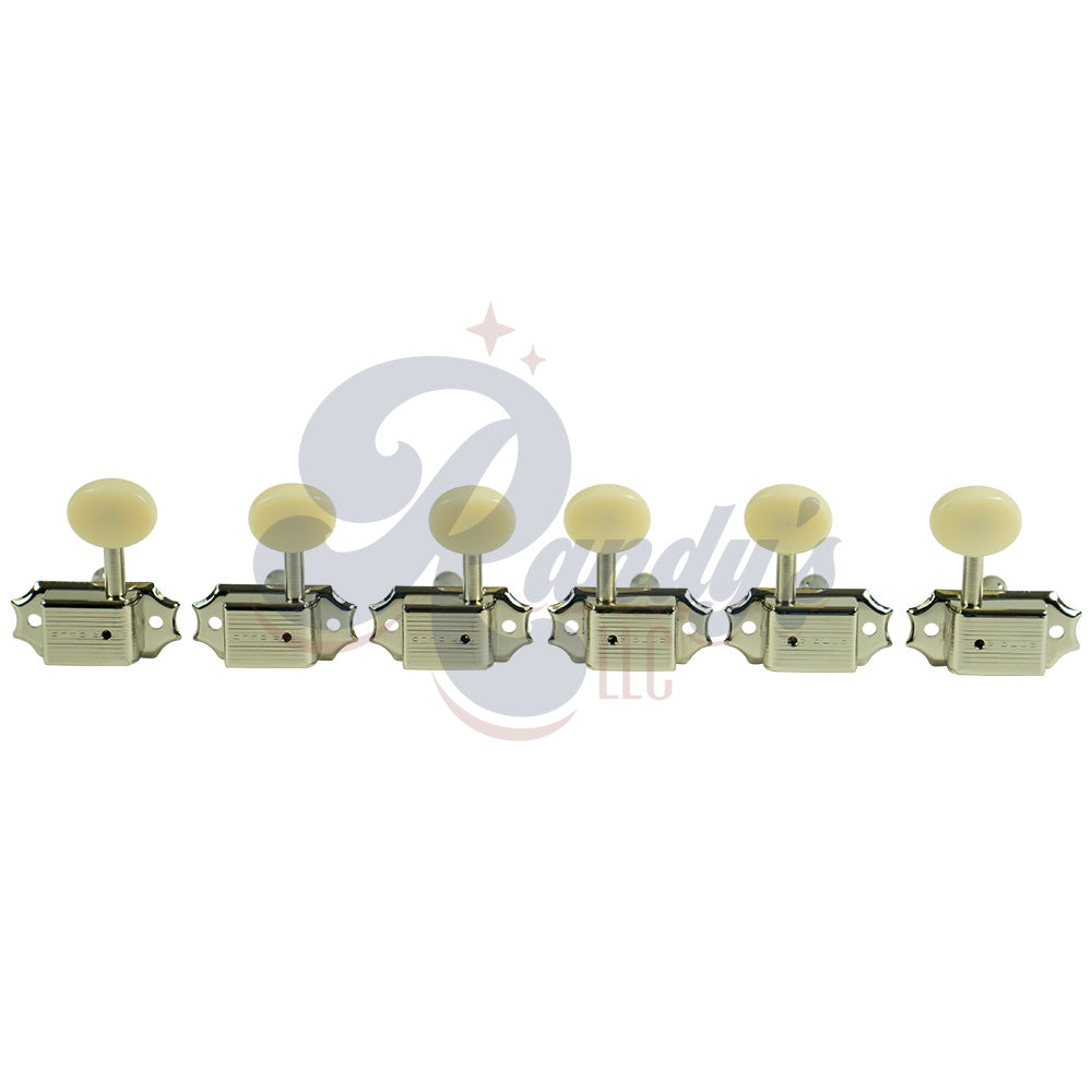 Kluson Tuners (Deluxe Series) w/ Oval Buttons (L3+R3) Single-Line - Fits Gibson® Randy's LLC
