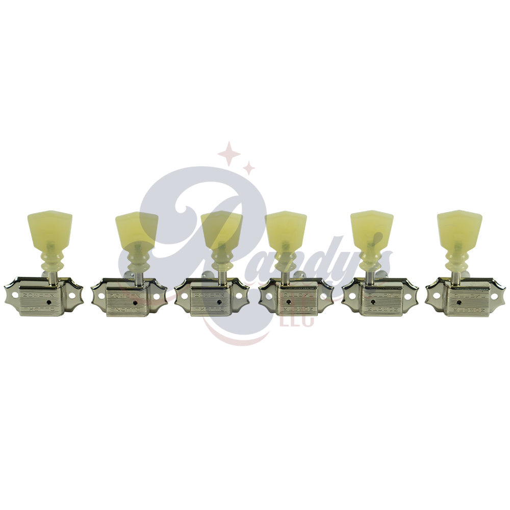 Kluson Tuners (Deluxe Series) w/ Double RIng Keystone "Tulip" Buttons (L3+R3) Double-Line - Fits Gibson® Randy's LLC