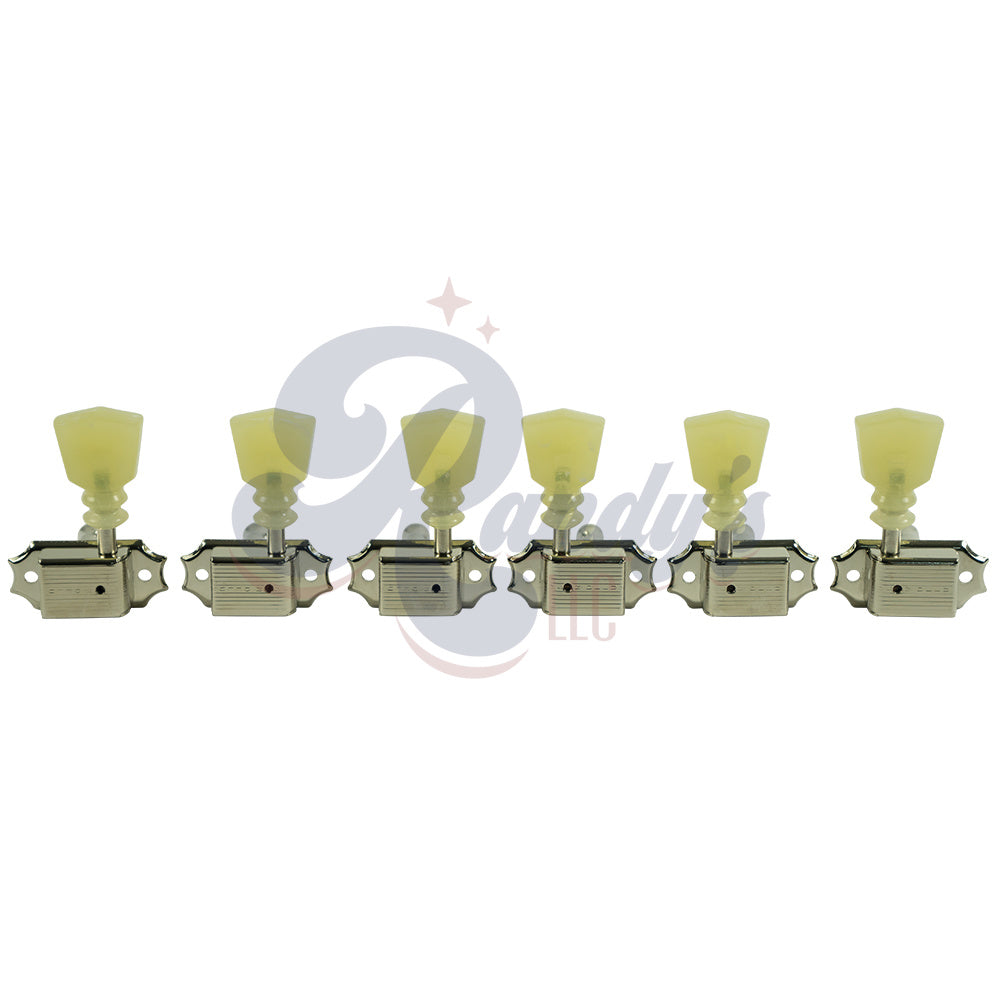 Kluson Tuners (Deluxe Series) w/ Double RIng Keystone "Tulip" Buttons (L3+R3) Single-Line - Fits Gibson® Randy's LLC