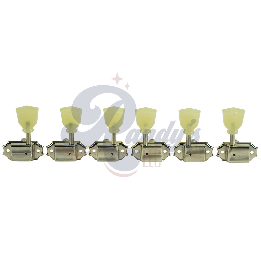 Kluson Tuners (Deluxe Series) w/ Keystone "Tulip" Buttons (L3+R3) Single-Line - Fits Gibson® Randy's LLC