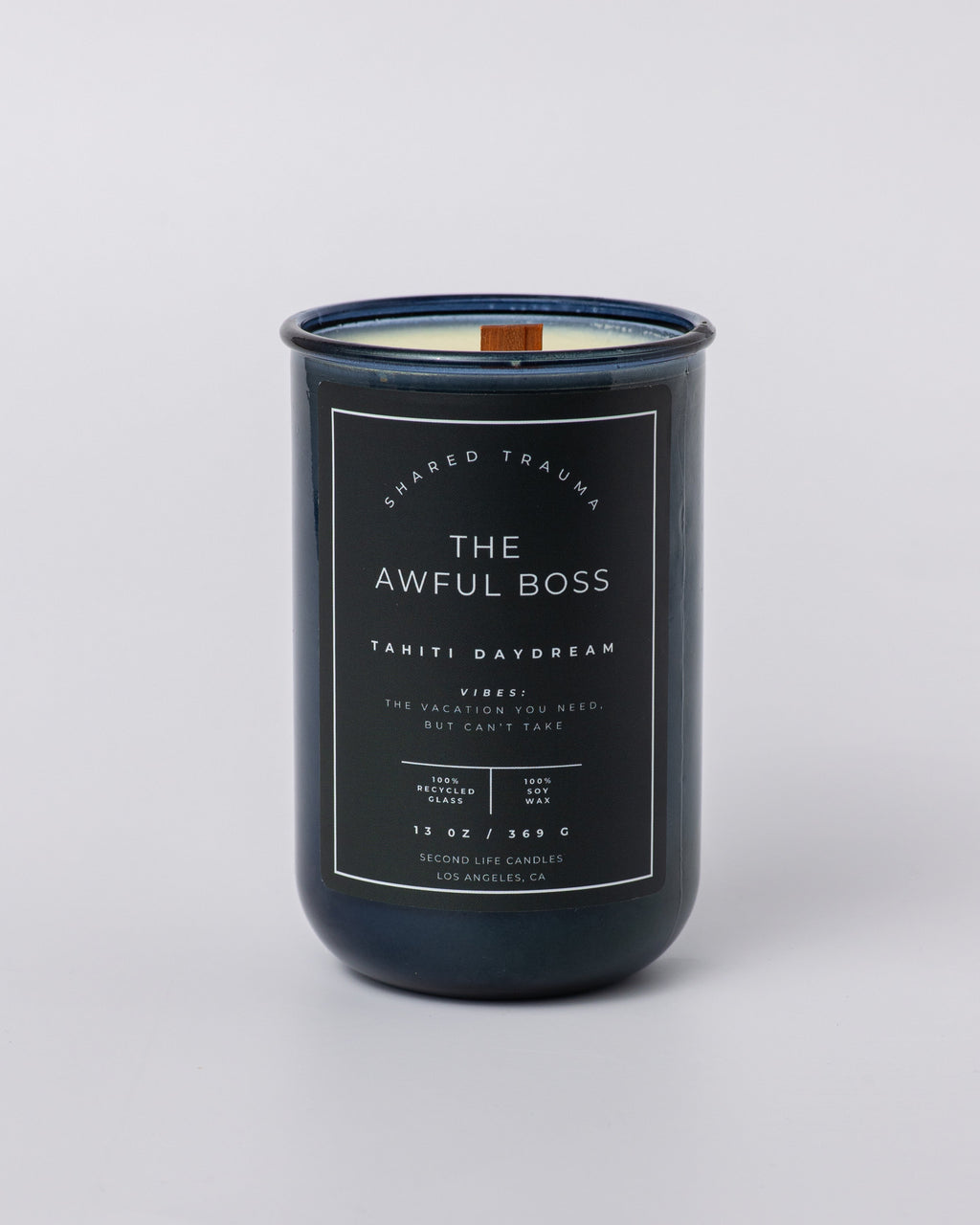 Shared Trauma Candles - The Awful Boss - 13 Oz Crackling Wood Wick - Mint Mojito & Pineapple Second Life Candles