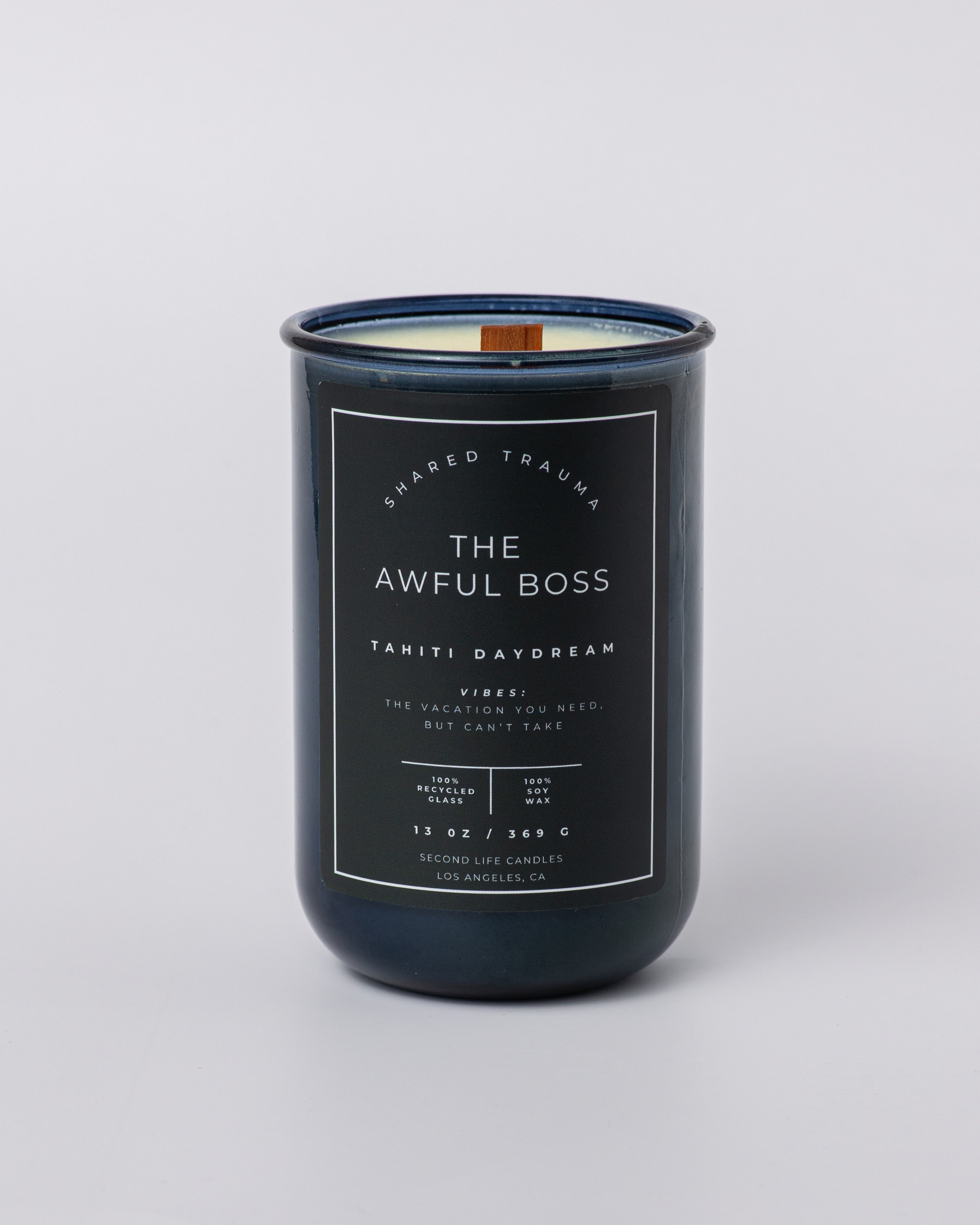 Shared Trauma Candles - The Awful Boss - 13 Oz Crackling Wood Wick - Mint Mojito & Pineapple Second Life Candles