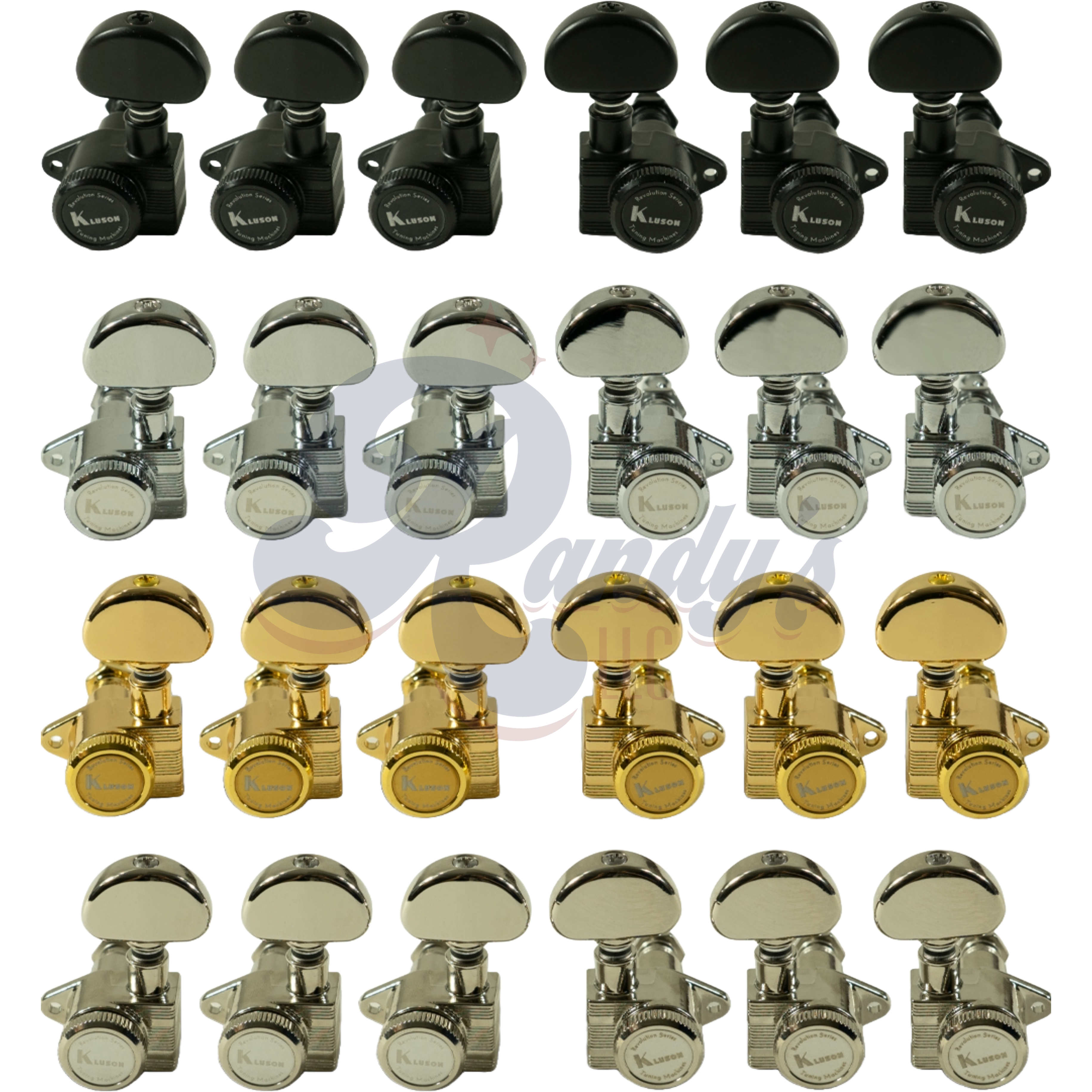 Kluson Tuners (Revolution Series) Locking E-Mount (L3+R3) - Fits Gibson® Randy's LLC