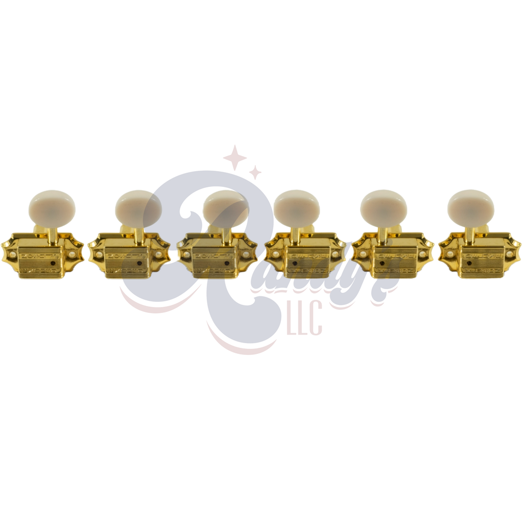 Kluson Tuners (Deluxe Series) w/ Oval Buttons (L3+R3) Single-Line - Fits Gibson® Randy's LLC