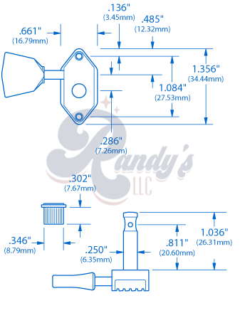 Tuners (Vintage Diecast Series) Waffleback "Radiator" w/ Keystone "Tulip" Buttons (L3+R3) - Fits Gibson® Randy's LLC