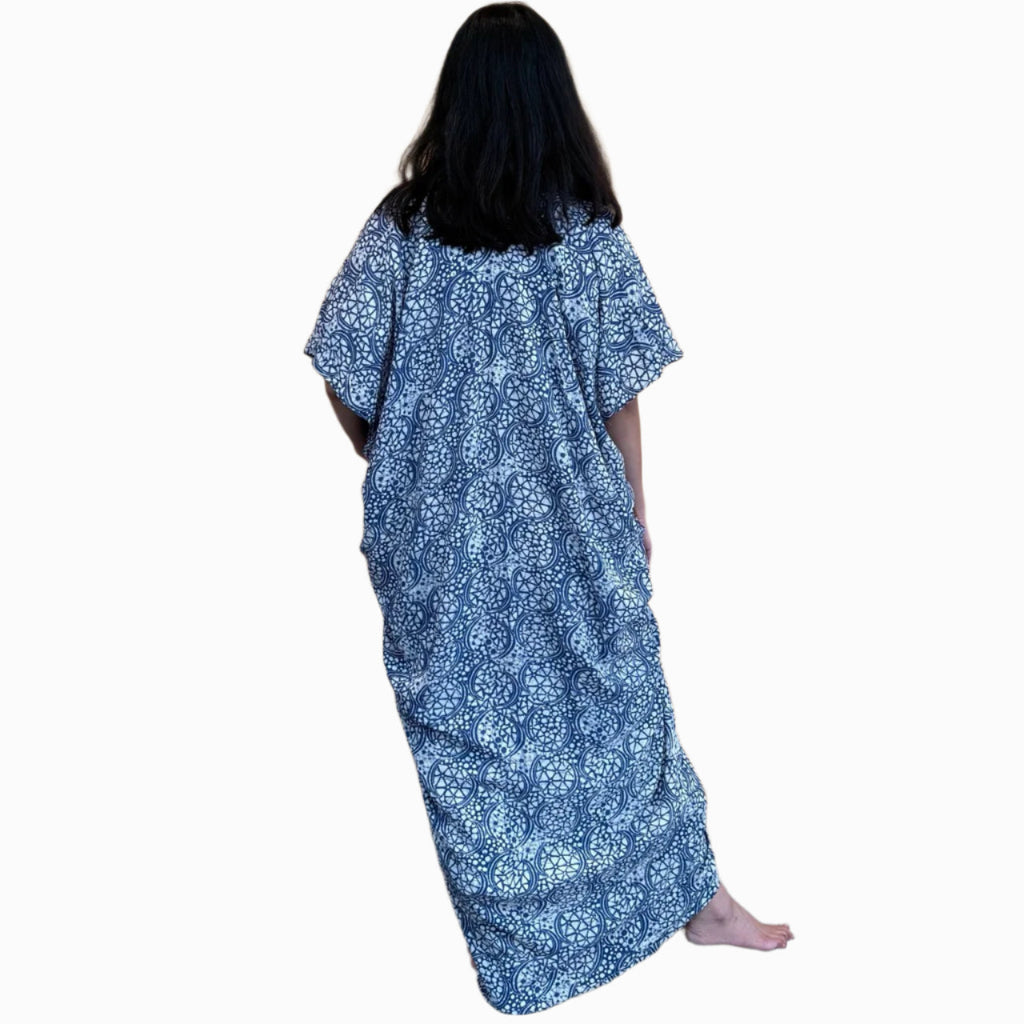 Hand Dyed Batik Kaftan Dress 100% Soft Cotton Material, Maxi, Long, Stone Dress, Caftan Kasih Co-op