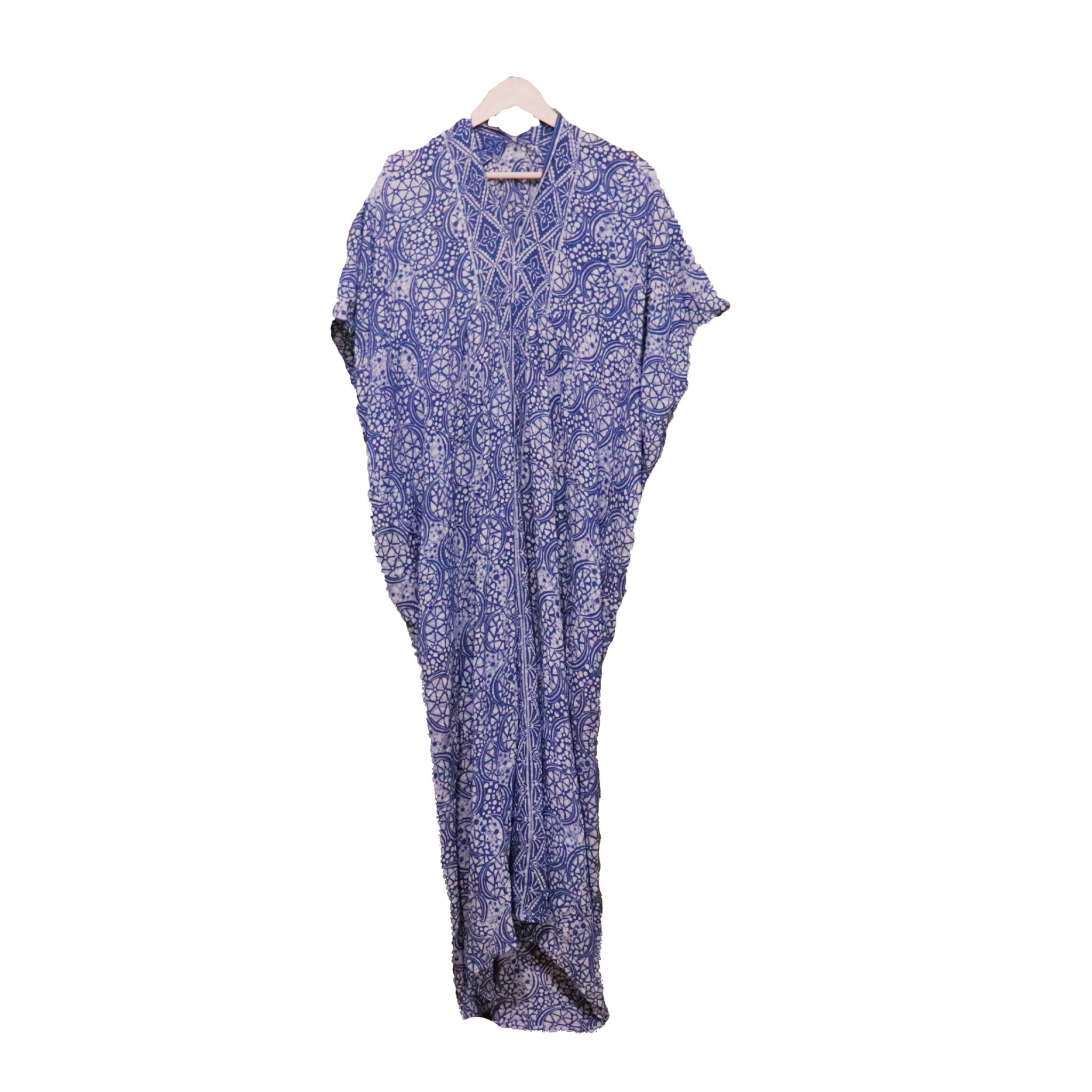 Hand Dyed Batik Kaftan Dress 100% Soft Cotton Material, Maxi, Long, Stone Dress, Caftan Kasih Co-op