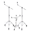 Cymbal Stand with Boom Arm & Snare Drum Stand Kit (3x Stands) by GRIFFIN - Chrome Percussion Hardware Set with Double-Braced Legs & Counterweight Adapter for Mounting Crash, Ride & Splash Cymbals GeekStands.com