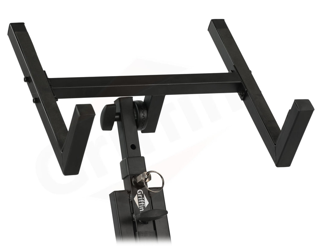 Guitar Combo Amplifier Stand by GRIFFIN | PA Speaker Karaoke Monitor Holder | Low Profile Pro-Audio Amp Tilt Back Mount Stand | Adjustable Speaker Cabinet Stage Equipment Platform Riser & Studio Chair GeekStands.com