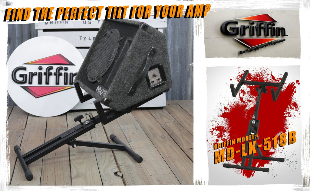 Guitar Combo Amplifier Stand by GRIFFIN - PA Speaker Karaoke Monitor Holder - Low Profile Pro-Audio Amp Tilt Back Mount Stand for Speaker Cabinet GeekStands.com