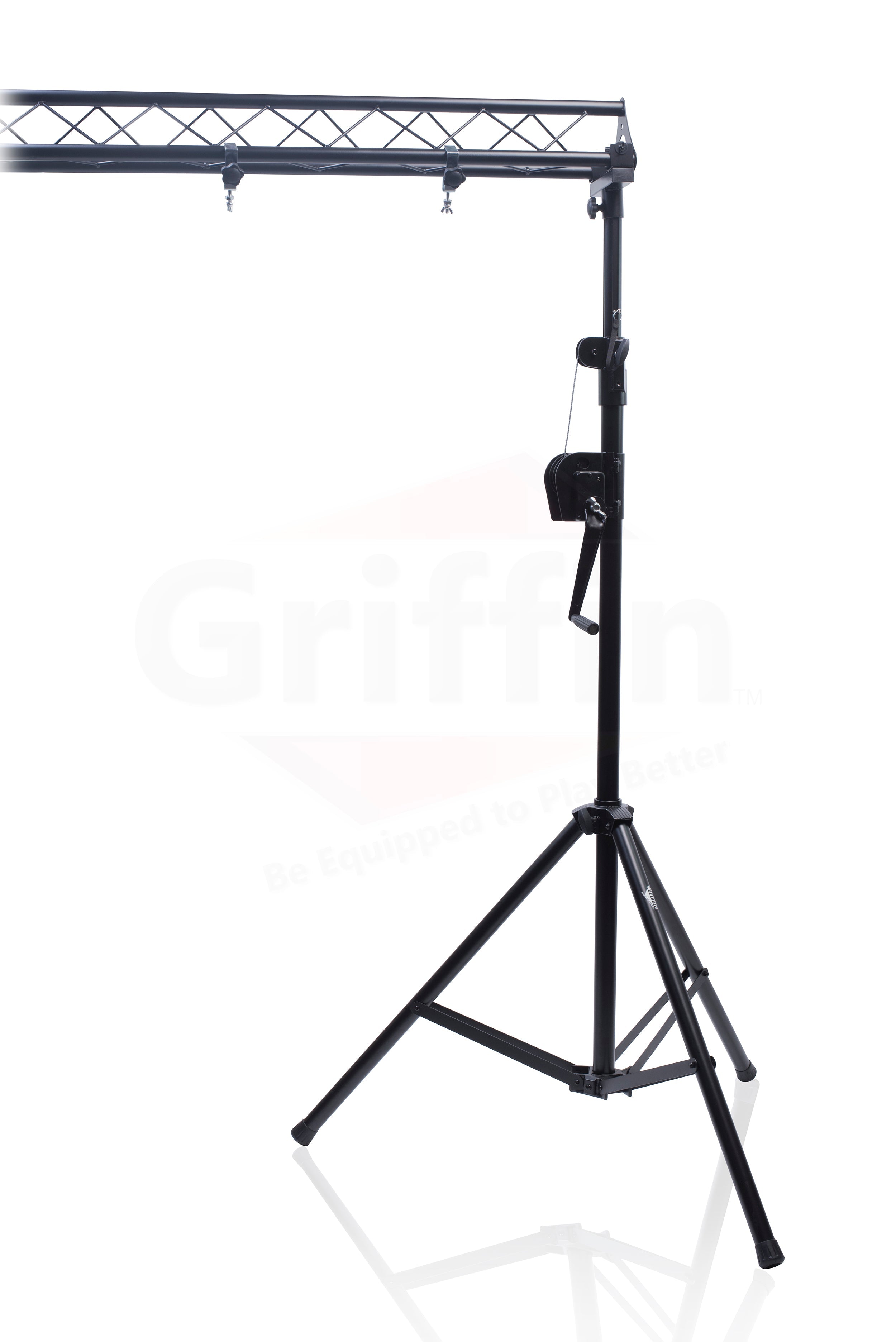 GRIFFIN - Crank Up Triangle Light Truss System - DJ Booth Trussing Stand Kit for Light Cans & Speakers - Pro Audio Lighting Stage Platform Package GeekStands.com