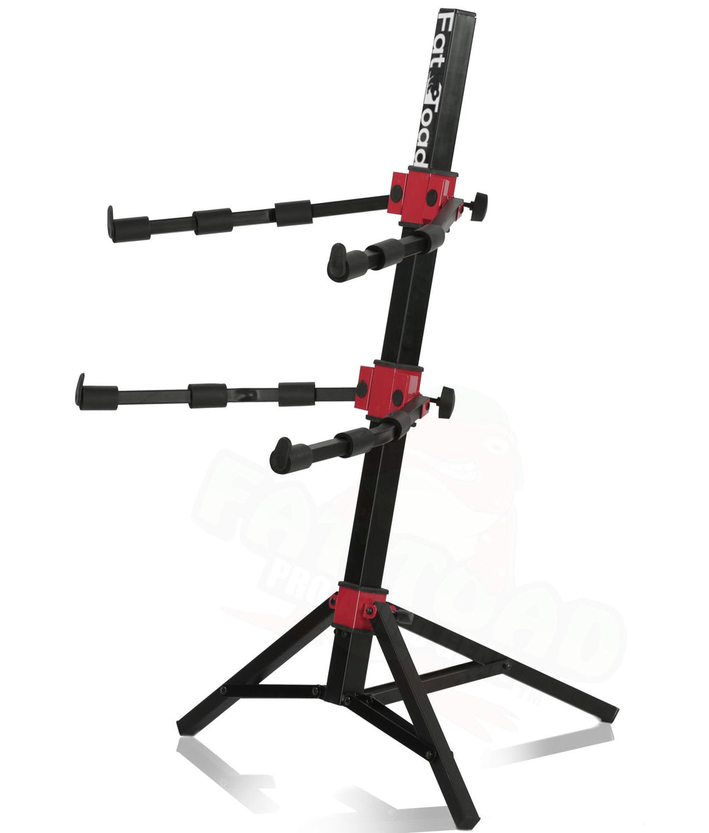 DJ Workstation Stand by FAT TOAD - 2-Tier Multiuse Sliding Piano Mount For Mixer, Digital Keyboard, MIDI Controller Tablet, Laptop Synthesizer GeekStands.com