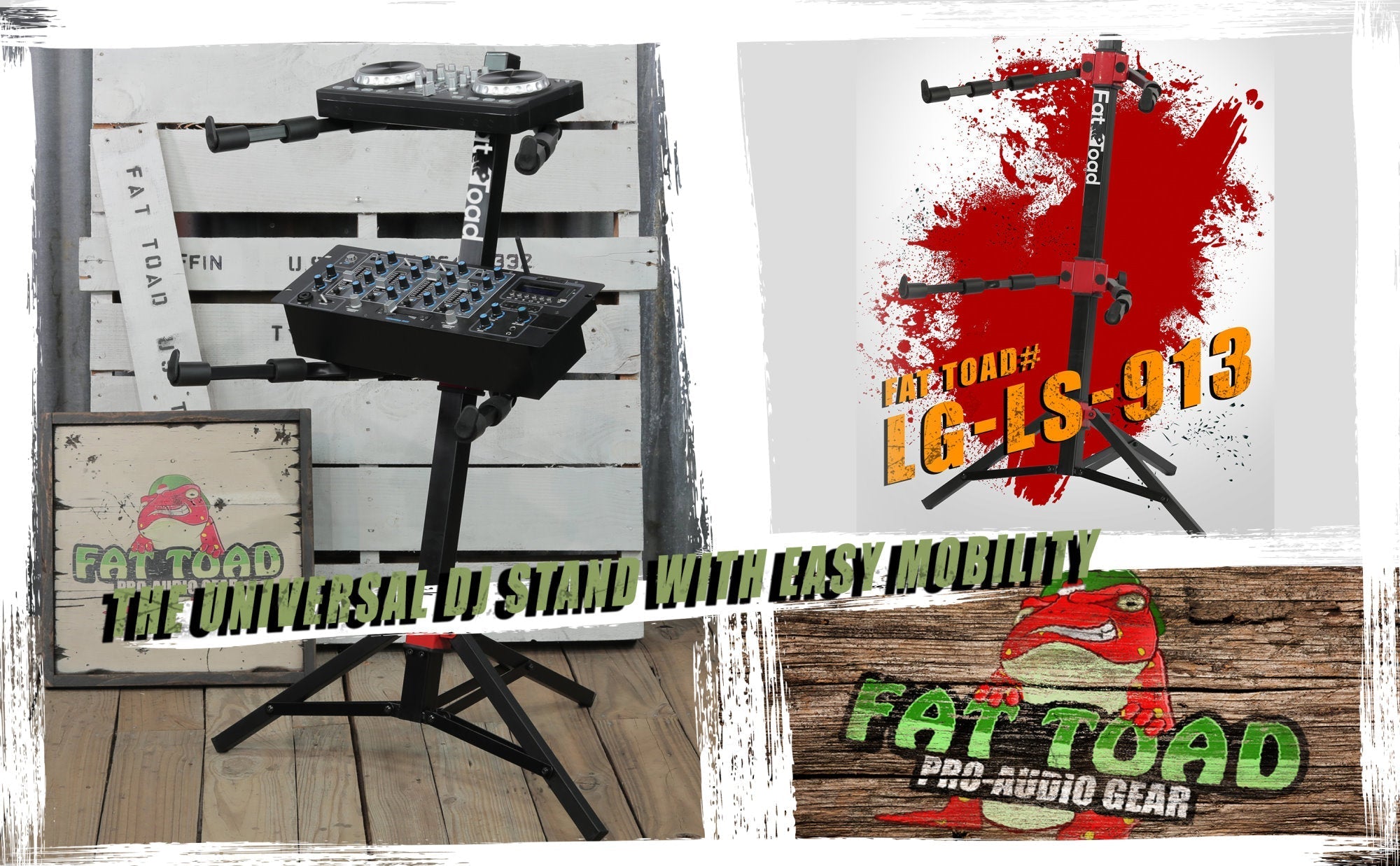 DJ Workstation Stand by FAT TOAD - 2-Tier Multiuse Sliding Piano Mount For Mixer, Digital Keyboard, MIDI Controller Tablet, Laptop Synthesizer GeekStands.com