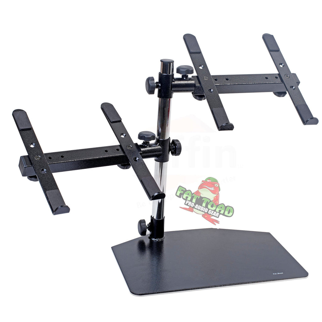 Double DJ Laptop Stand by FAT TOAD | 2 Tier PC Table Holder | Portable Computer Clamp Equipment Rack with Support Mounts for Music Studio Mixers, Controllers, Monitors, & Disc Jockey Booth Gear GeekStands.com