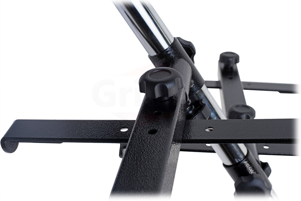 Double DJ Laptop Stand by FAT TOAD - 2 Tier PC Table Holder - Portable Computer Clamp Equipment Rack with Duel Mounts for Studio Mixers, Controllers GeekStands.com