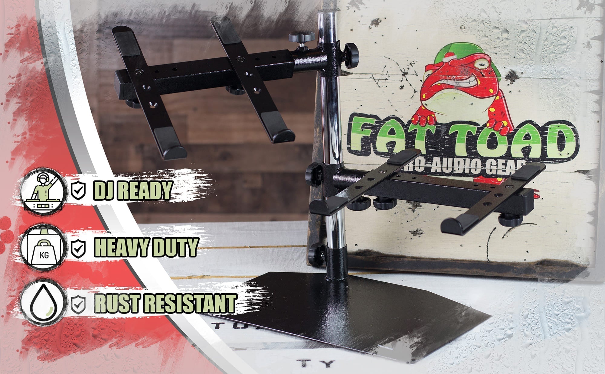 Double DJ Laptop Stand by FAT TOAD | 2 Tier PC Table Holder | Portable Computer Clamp Equipment Rack with Support Mounts for Music Studio Mixers, Controllers, Monitors, & Disc Jockey Booth Gear GeekStands.com