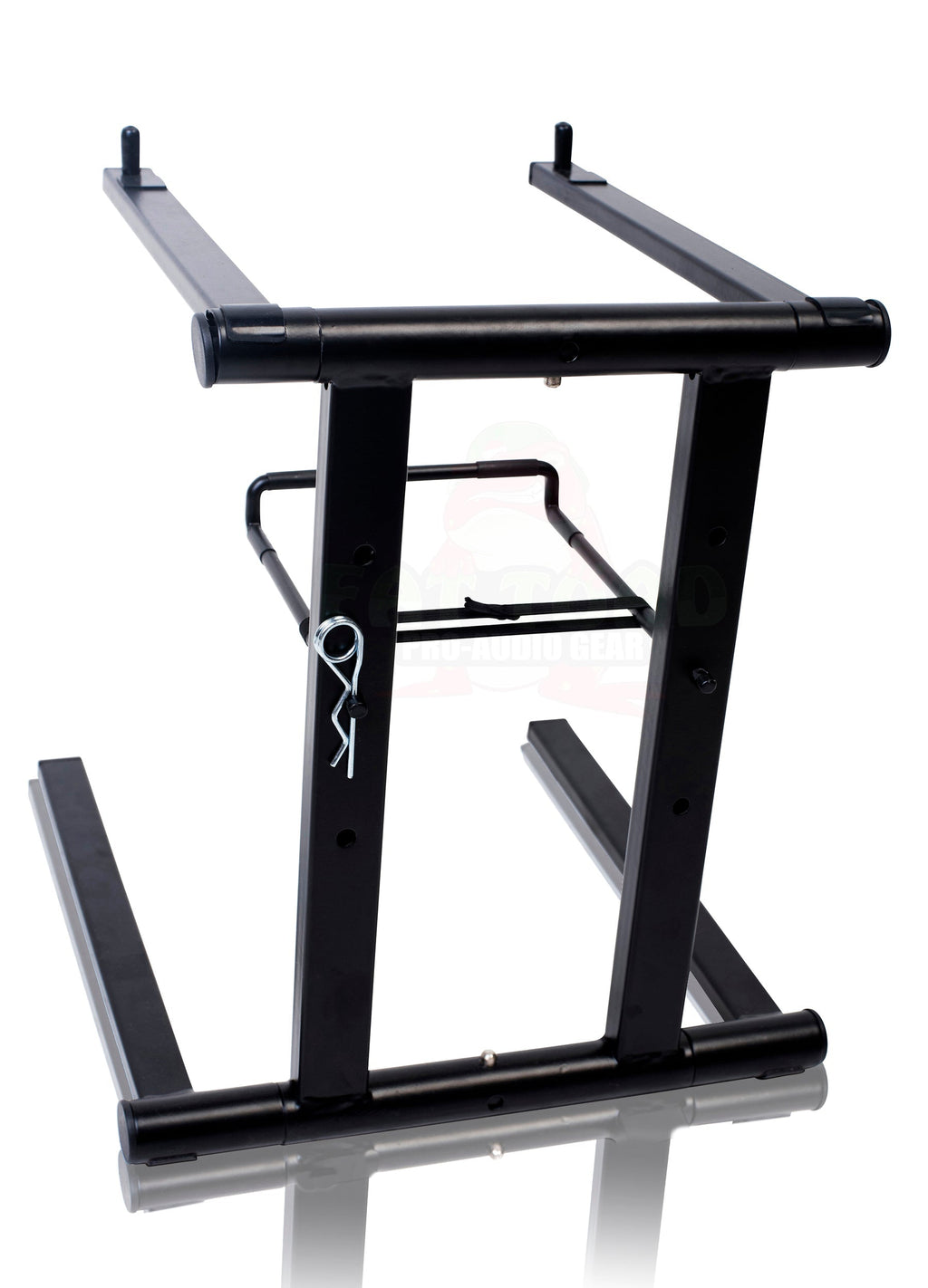 Folding DJ Laptop Stand with Sub-tray Shelf by FAT TOAD | Pro Audio Computer Table Top Rack Stand Mount for iPads, Mixer Controller & Tablets | Portable PC Gear Clamp Holder | Stage Booth, Home Office GeekStands.com