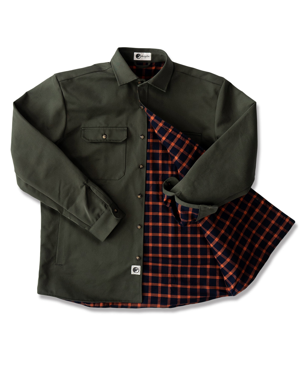 Lined Yukon Flannel Shirt Jacket, Olive MuskOx Flannels