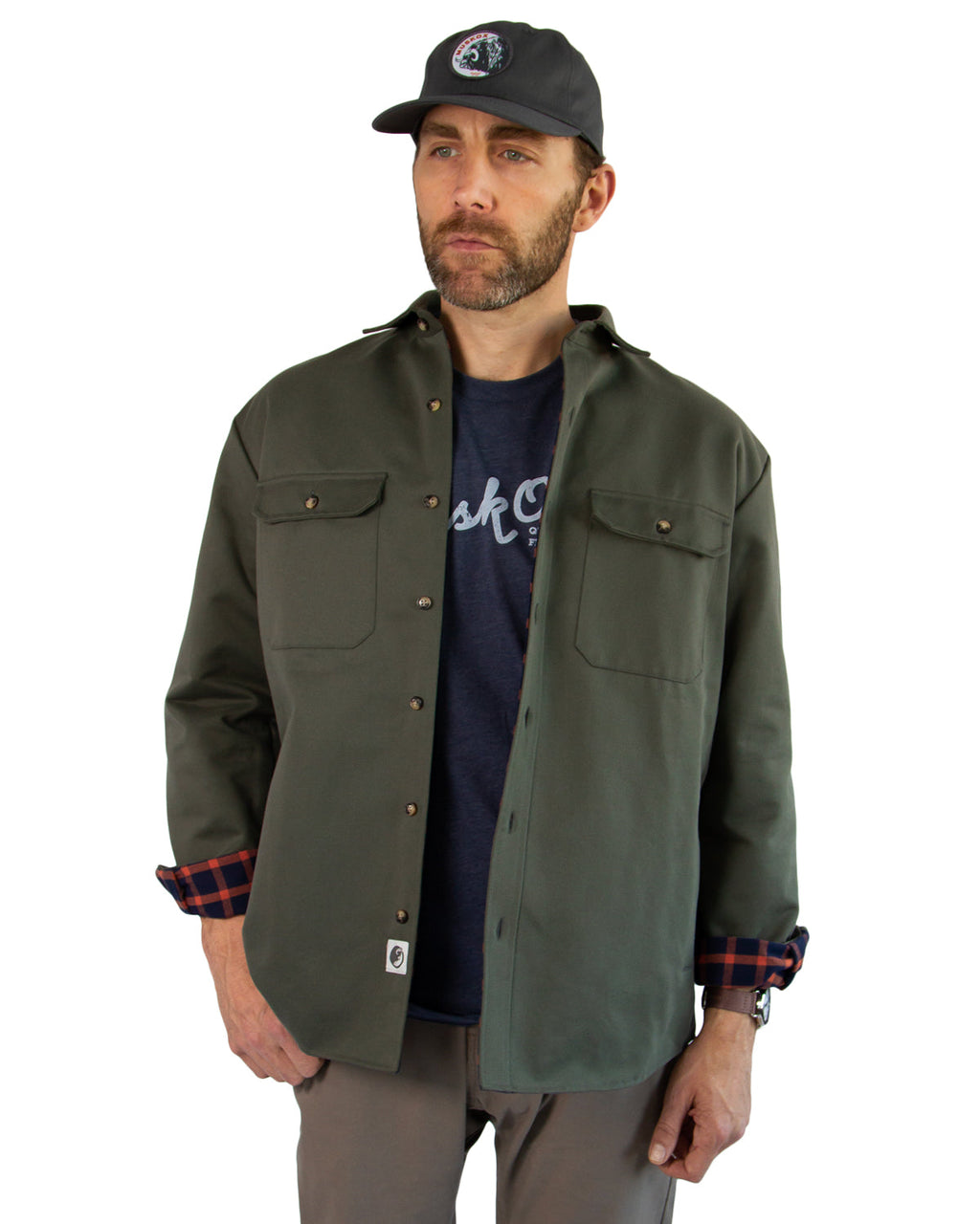 Lined Yukon Flannel Shirt Jacket, Olive MuskOx Flannels