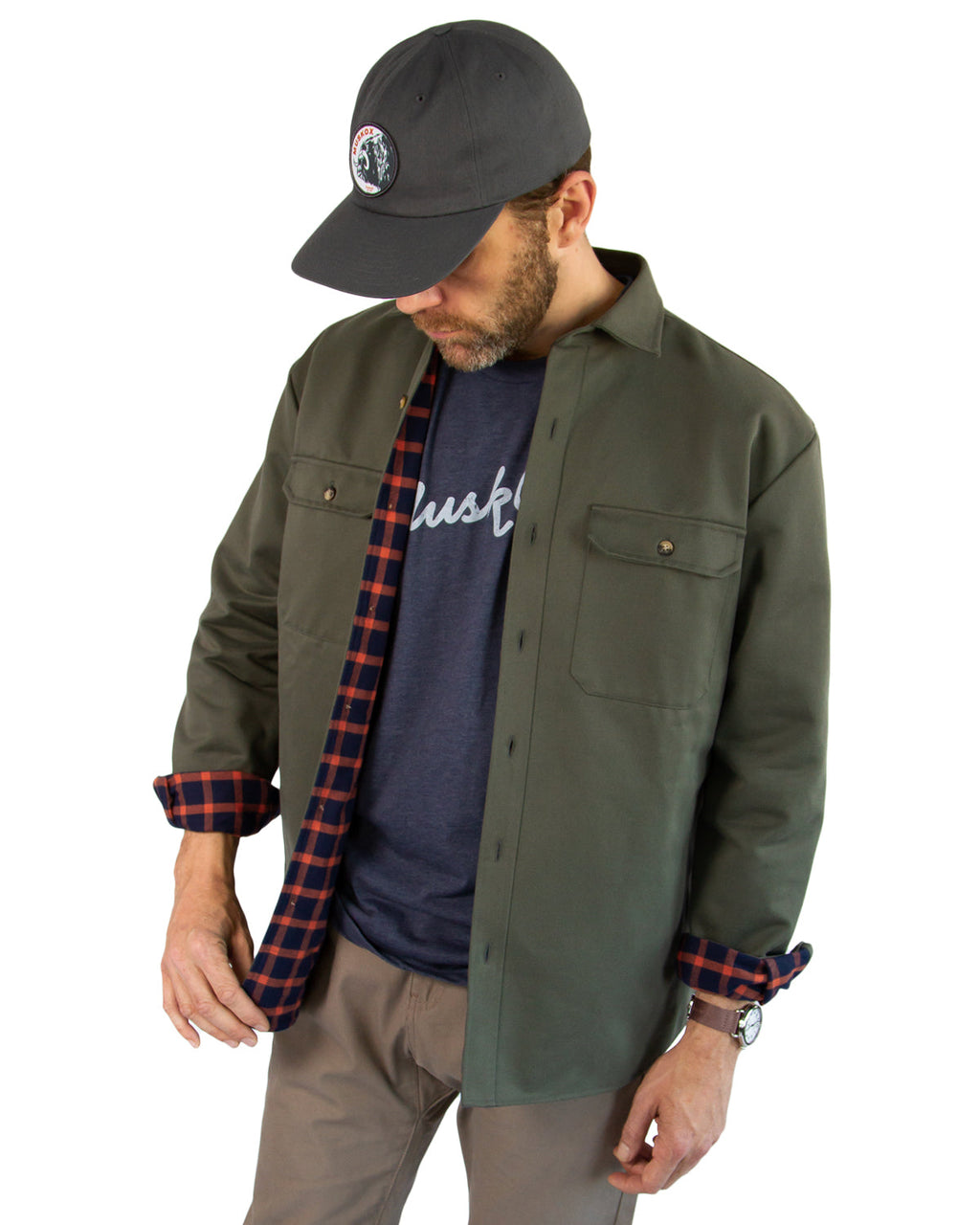 Lined Yukon Flannel Shirt Jacket, Olive MuskOx Flannels
